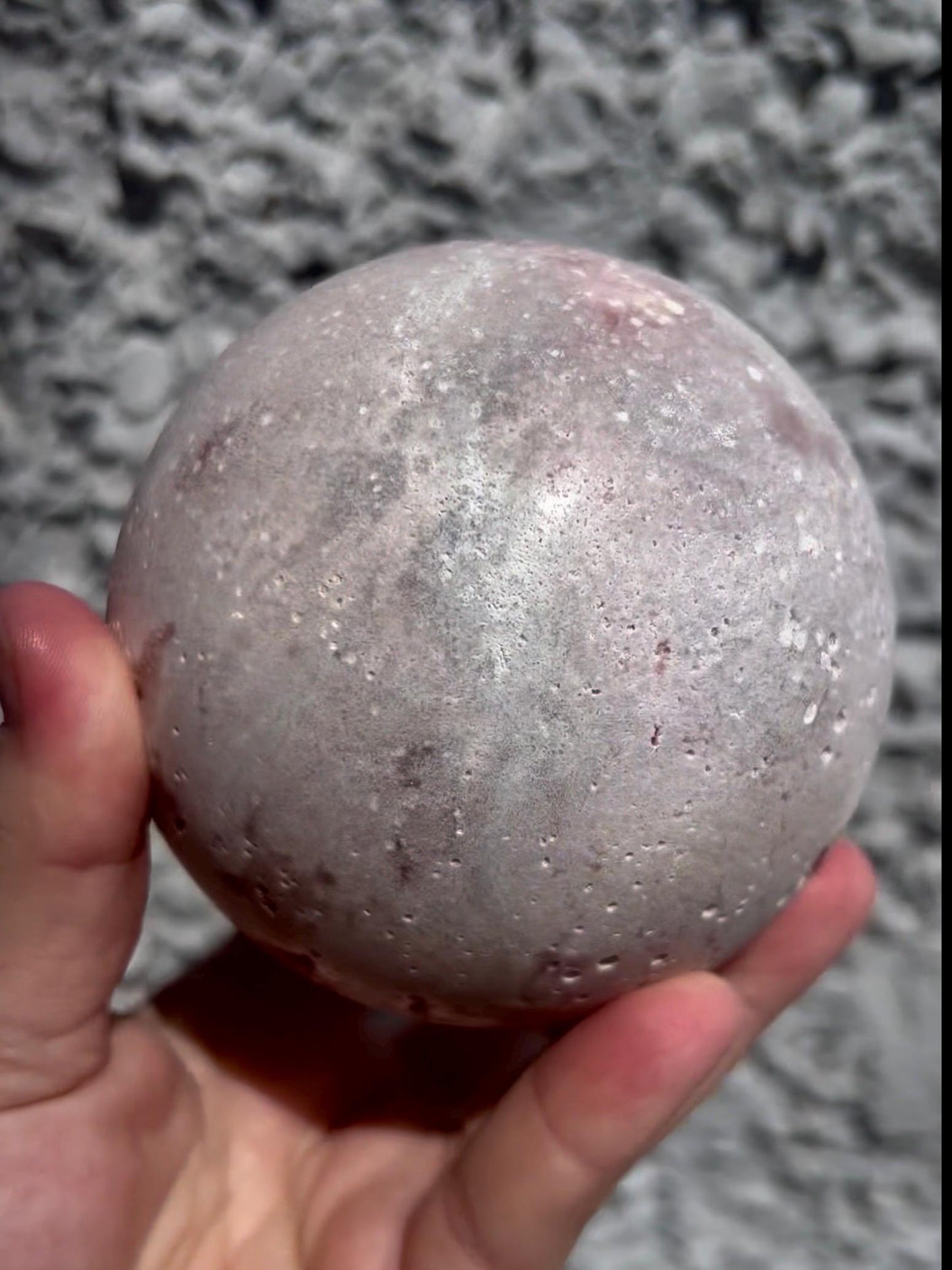 large, statement pink amethyst sphere just over 1kg