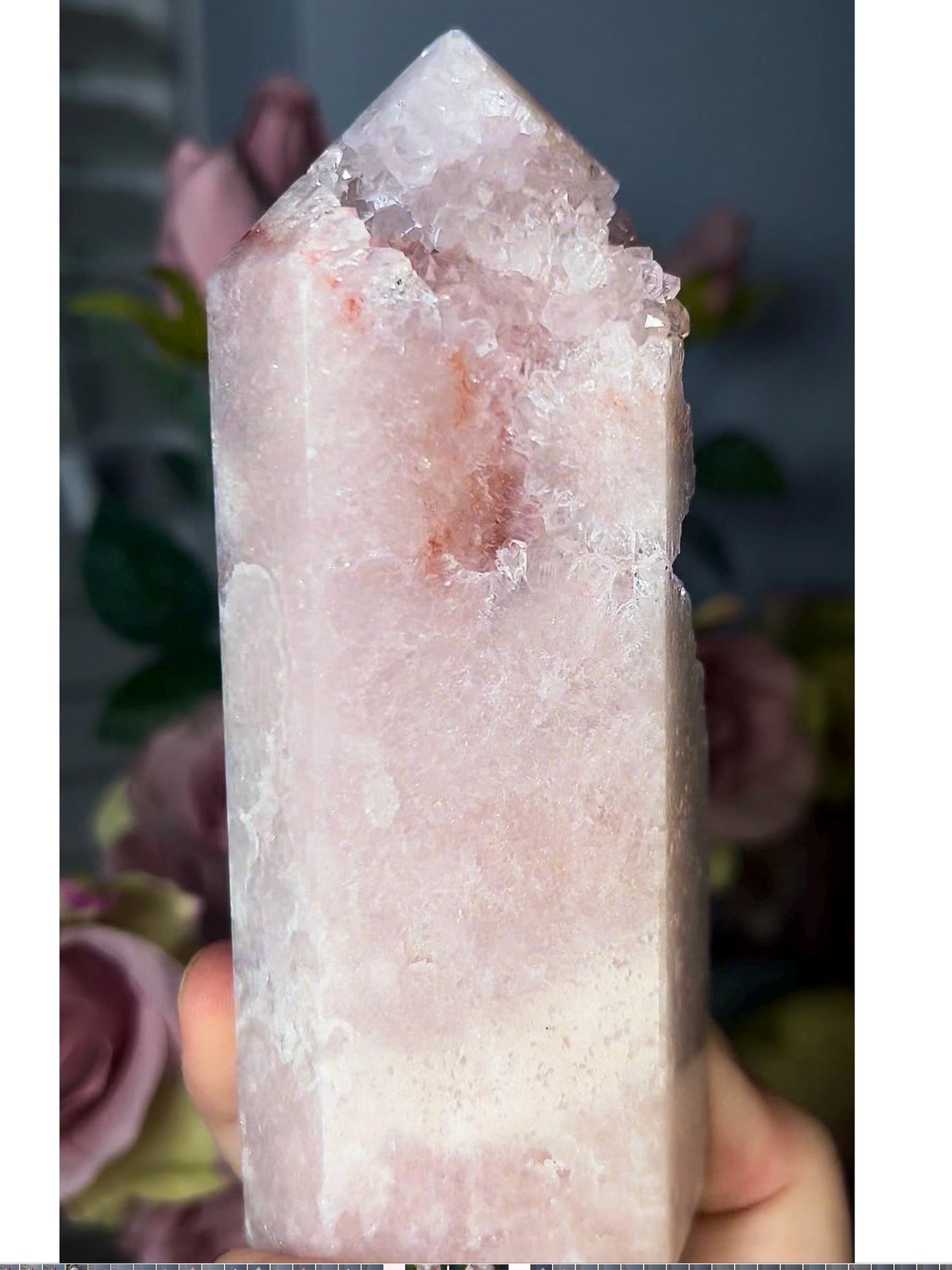 High grade, tall, baby pink amethyst tower 490g