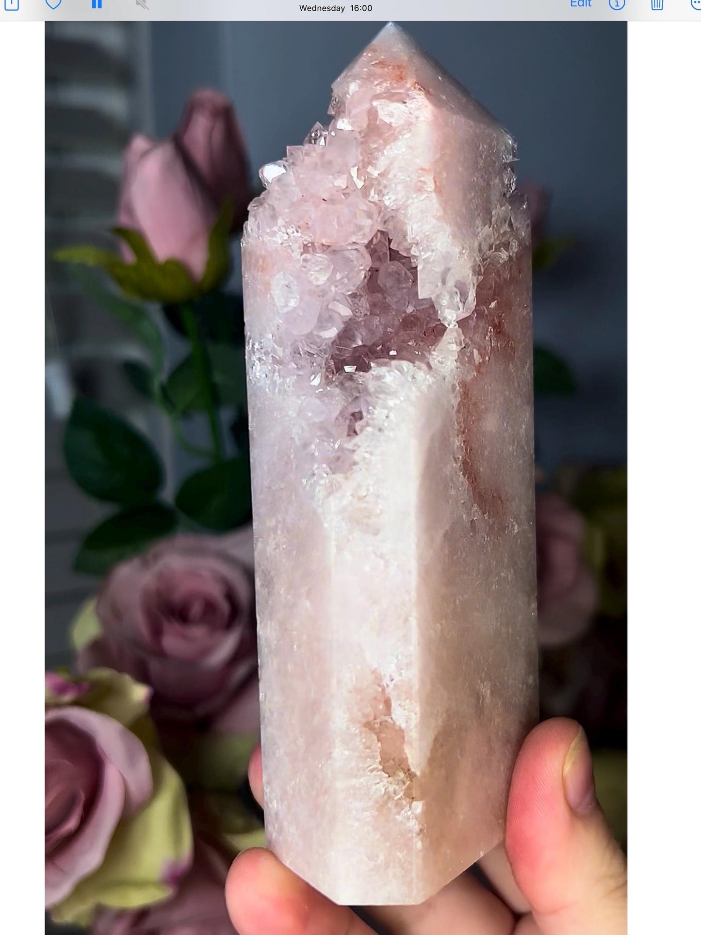 High grade, tall, baby pink amethyst tower 490g