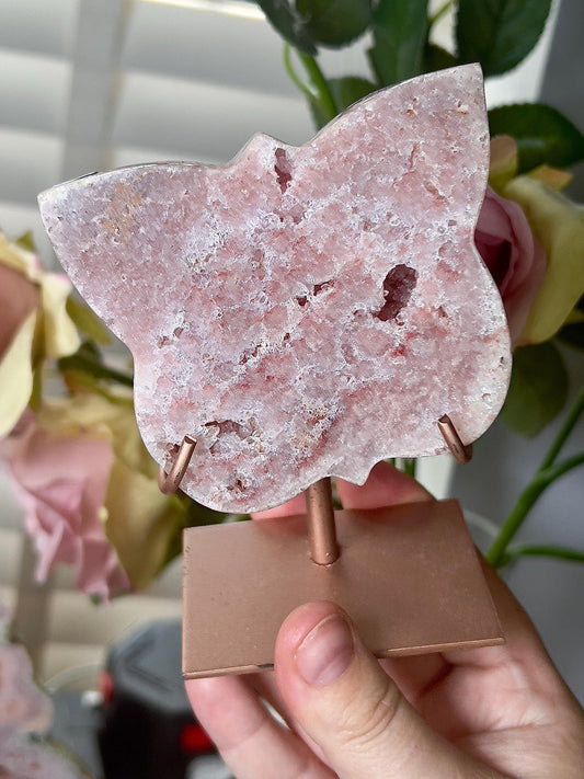 Pink amethyst butterfly on stand