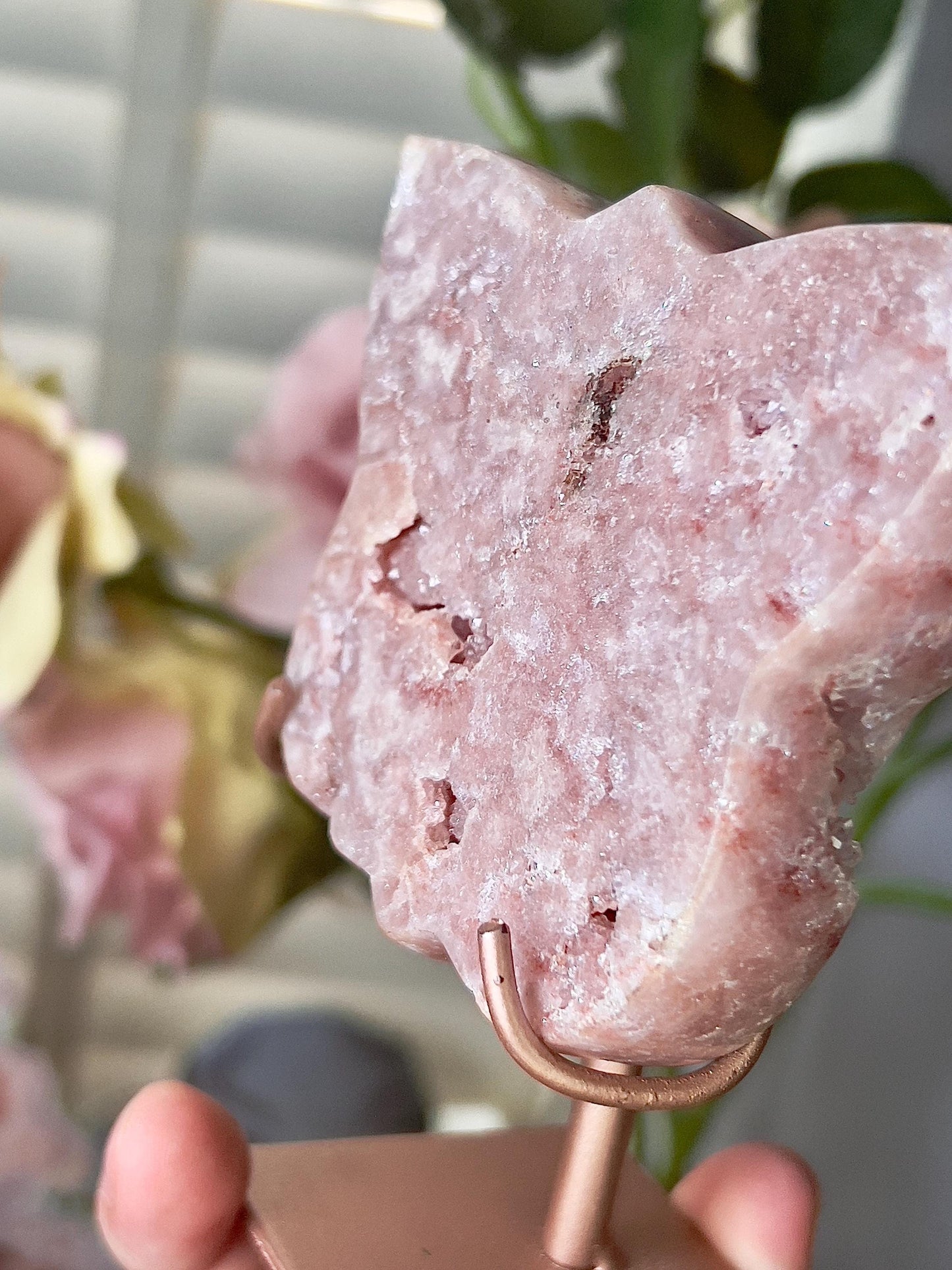 Pink amethyst butterfly on stand
