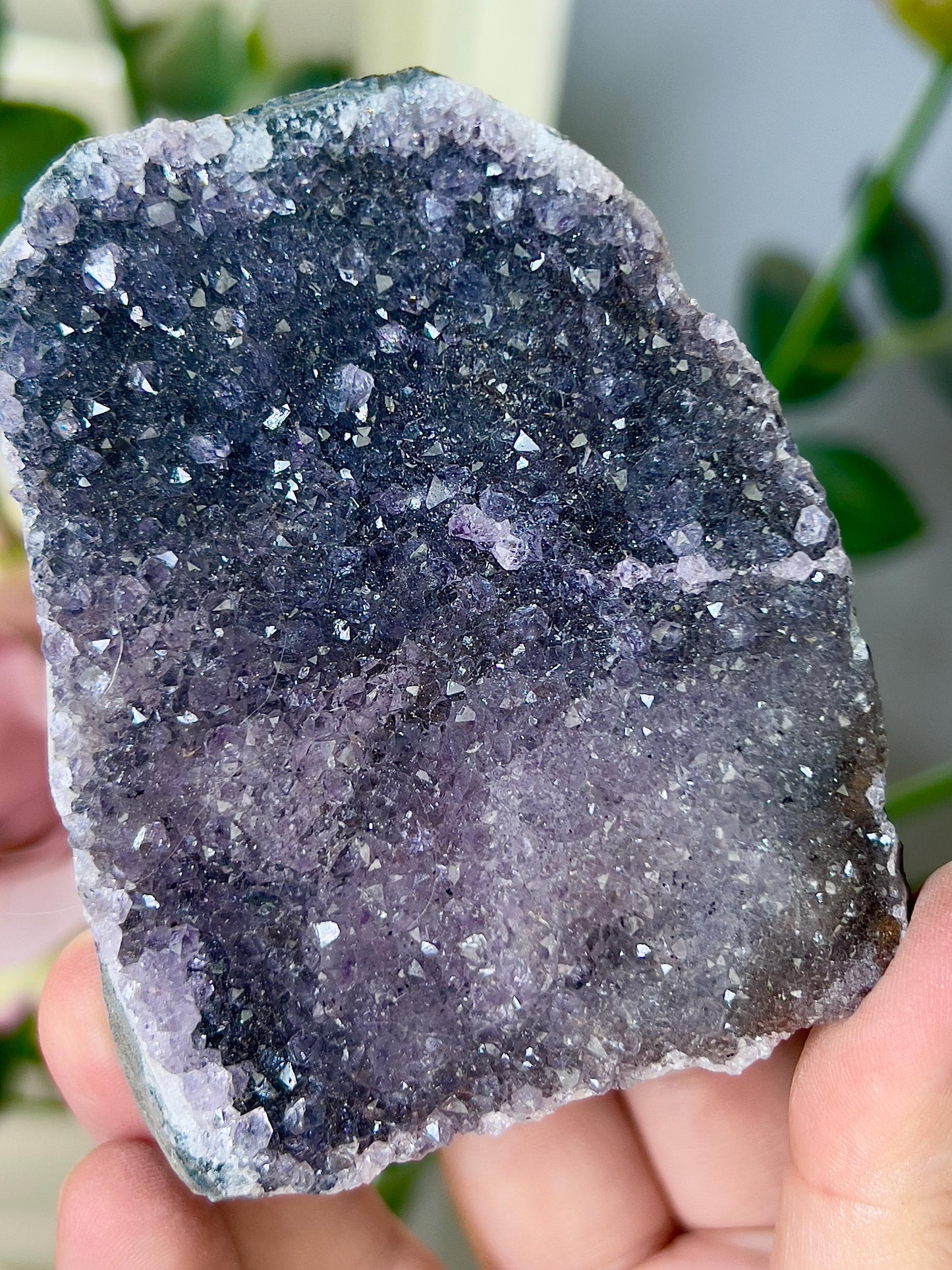 amethyst two toned cutbase freeform in blue & lavender tones - 235g 7.5cm(h) 6.5cm(w)