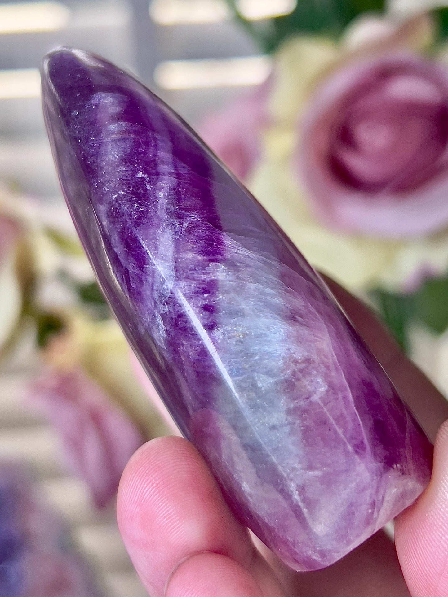 Purple & green watermelon fluorite Freeform 205g