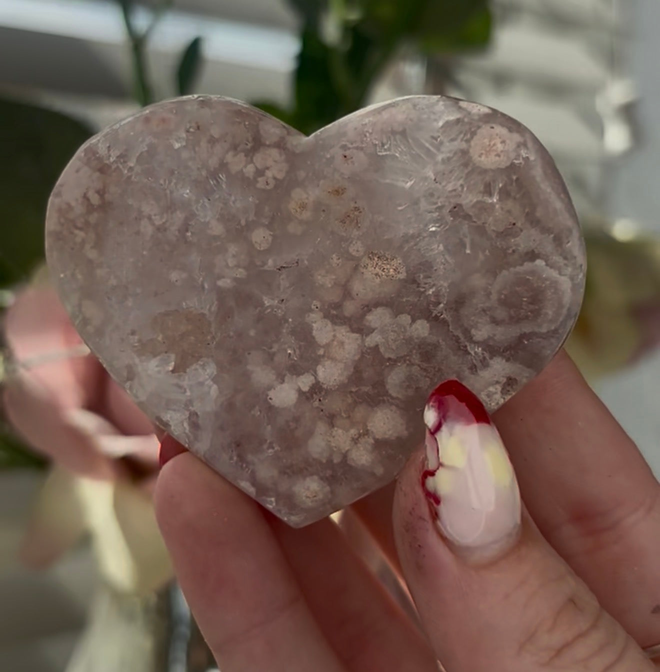 Mini pink amethyst heart - comes with stand
