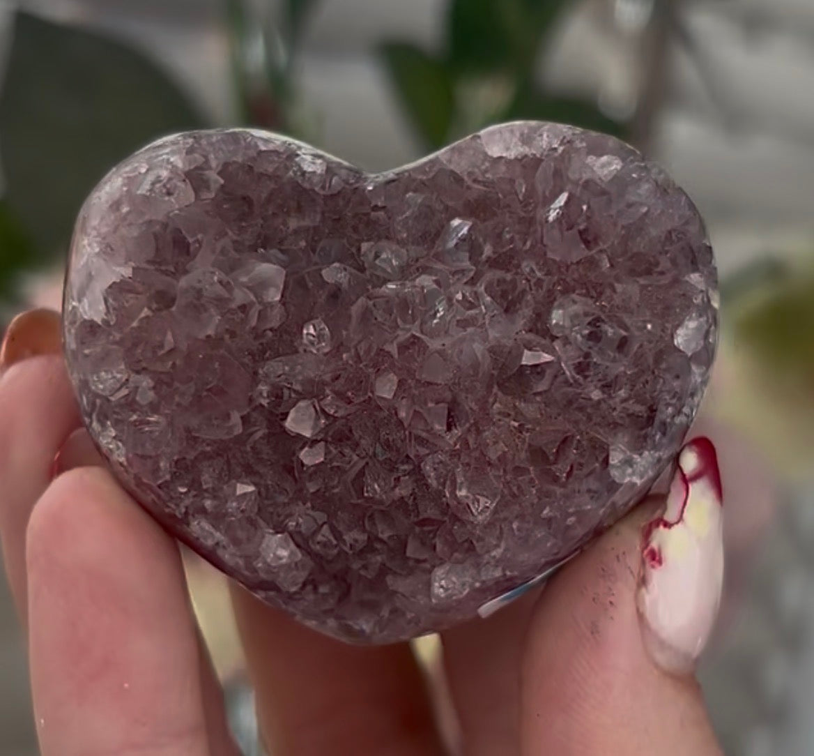 Hq Mini pink amethyst heart - comes with stand
