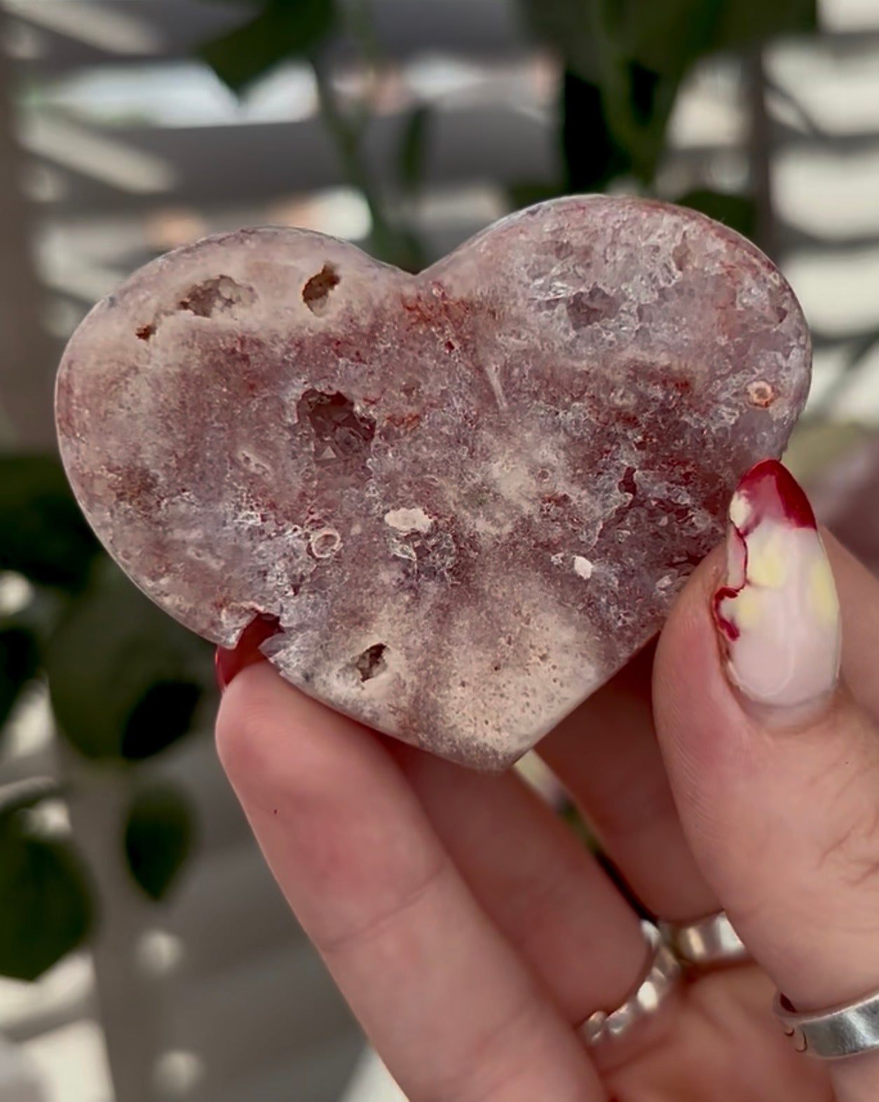 Mini pink amethyst heart - comes with stand