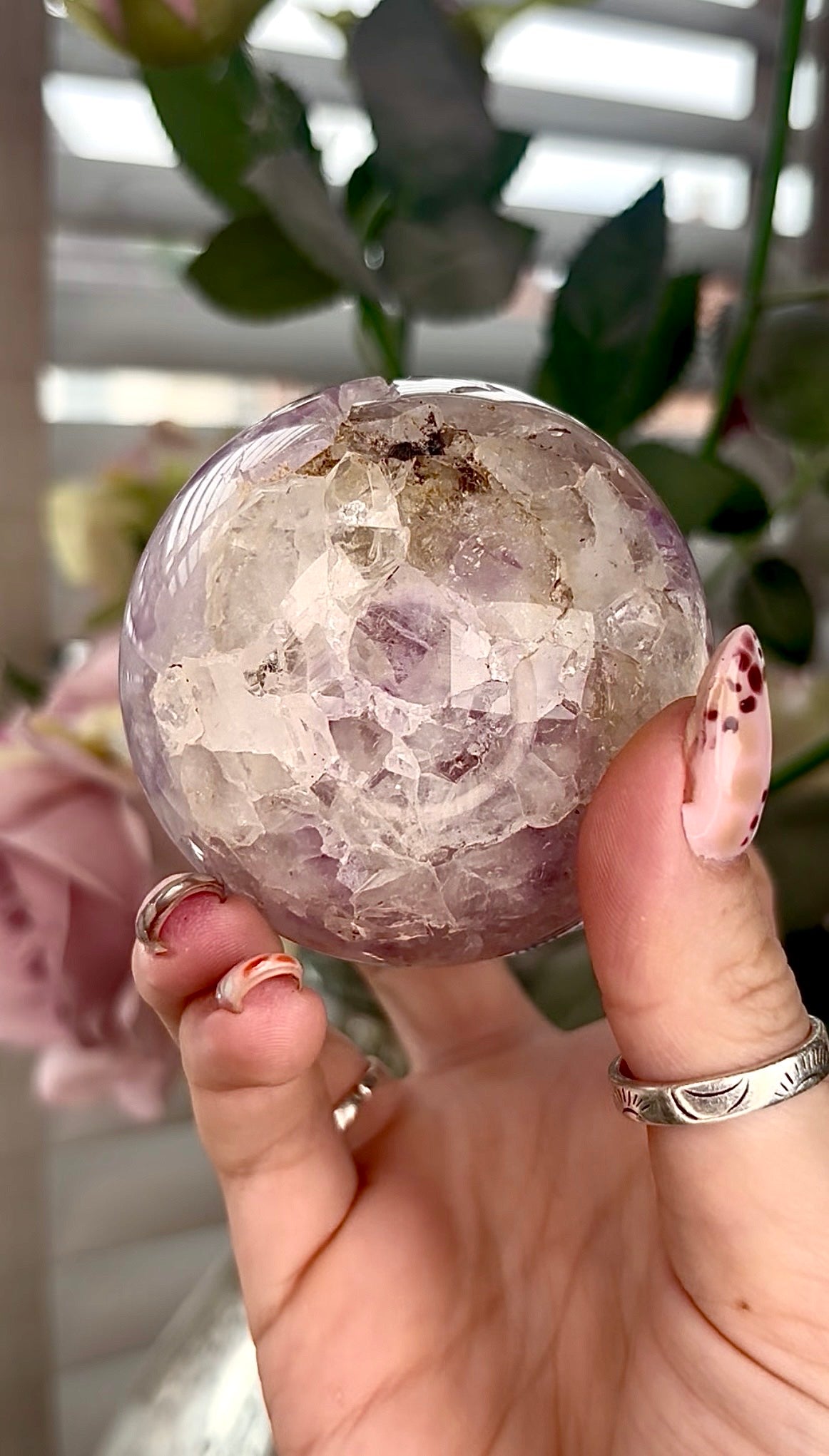Amethyst Flower agate sphere 410g