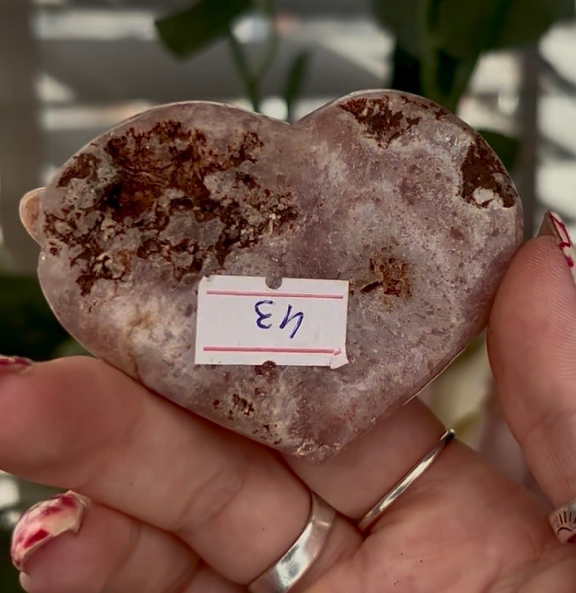 pink amethyst heart - comes with stand 7cm