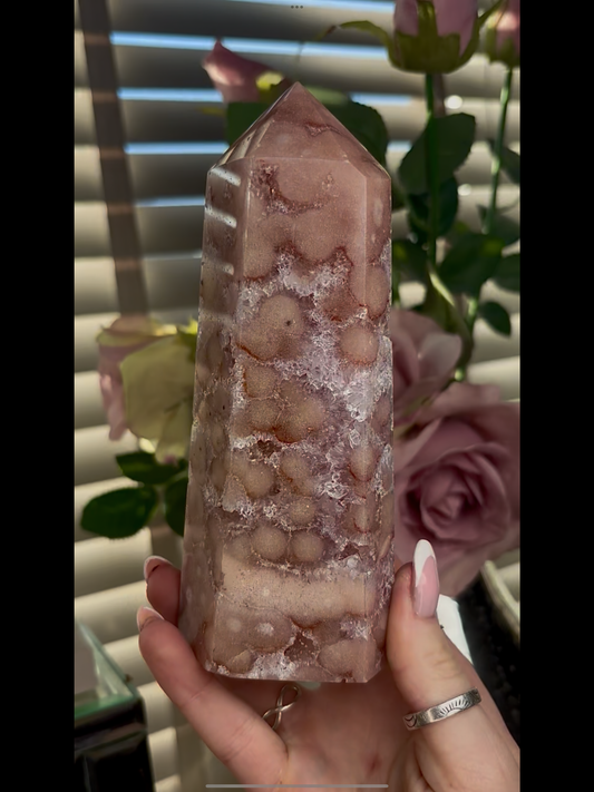 Beautiful, Pink amethyst tower 16cm(h) by 6.5cm(w)