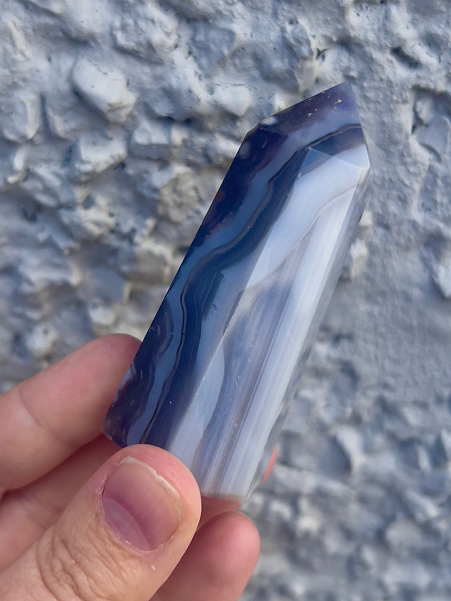 black & blue flower agate tower