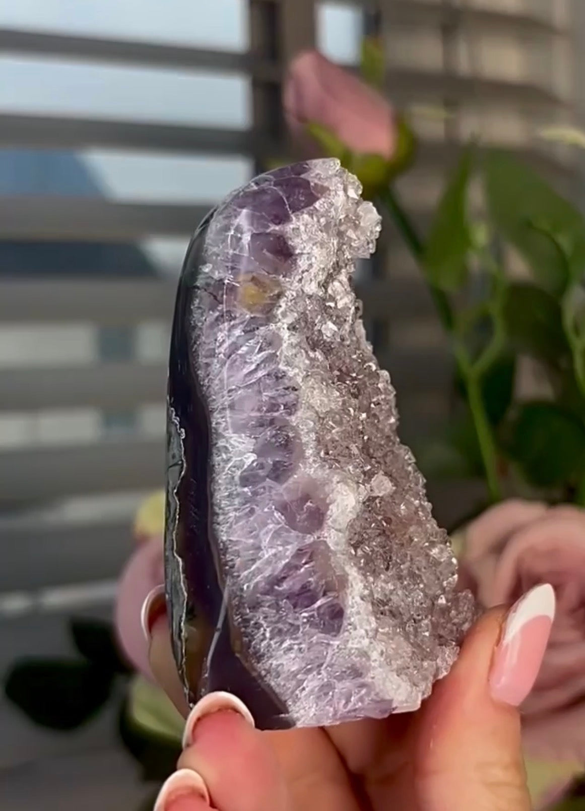 High quality, lilac rainbow amethyst agate cutbase