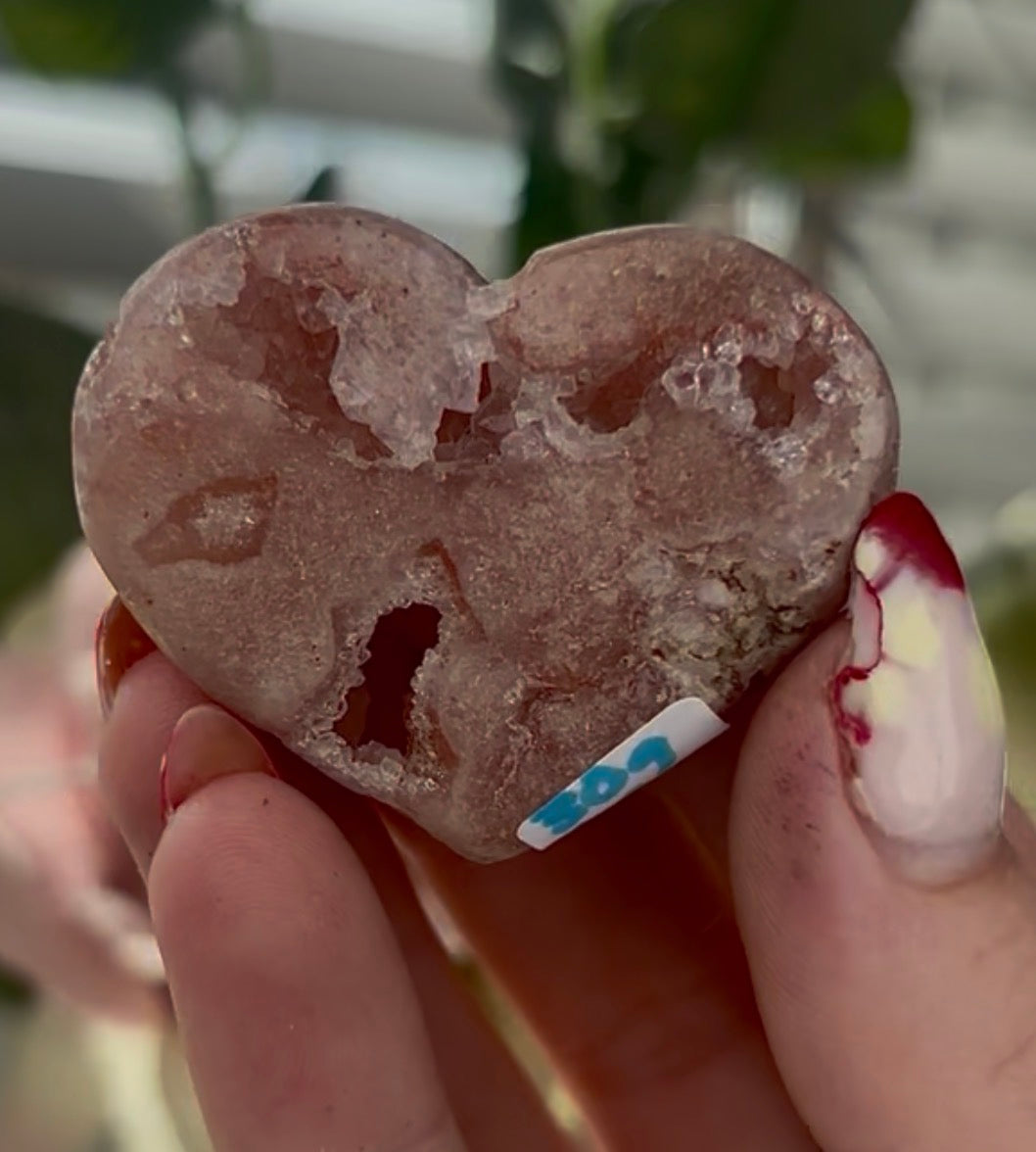 Mini pink amethyst heart - comes with stand