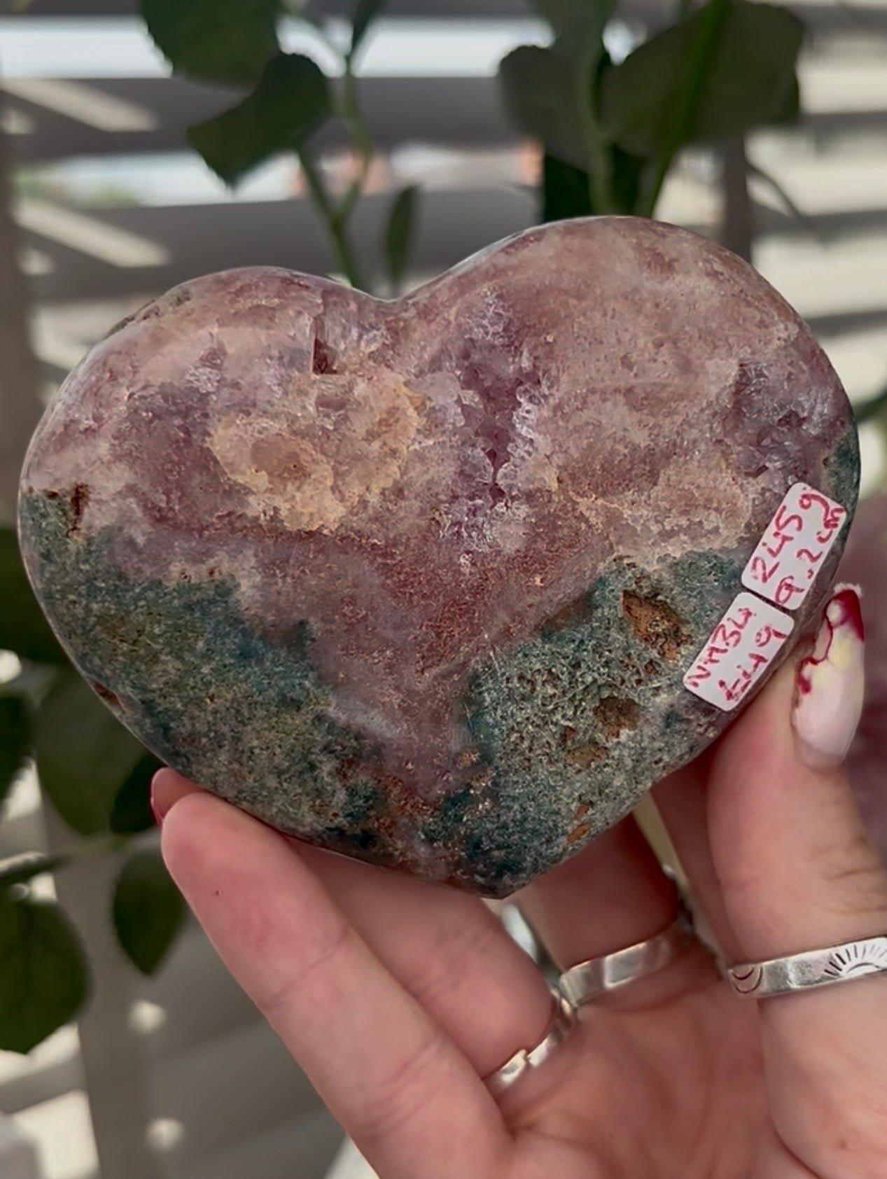 pink amethyst heart - comes with stand 9.2cm
