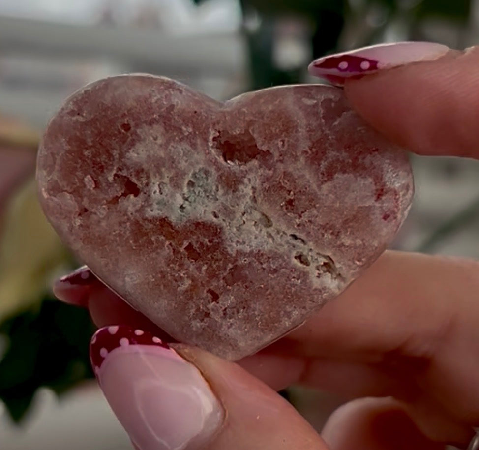 mini pink amethyst heart  - comes with stand