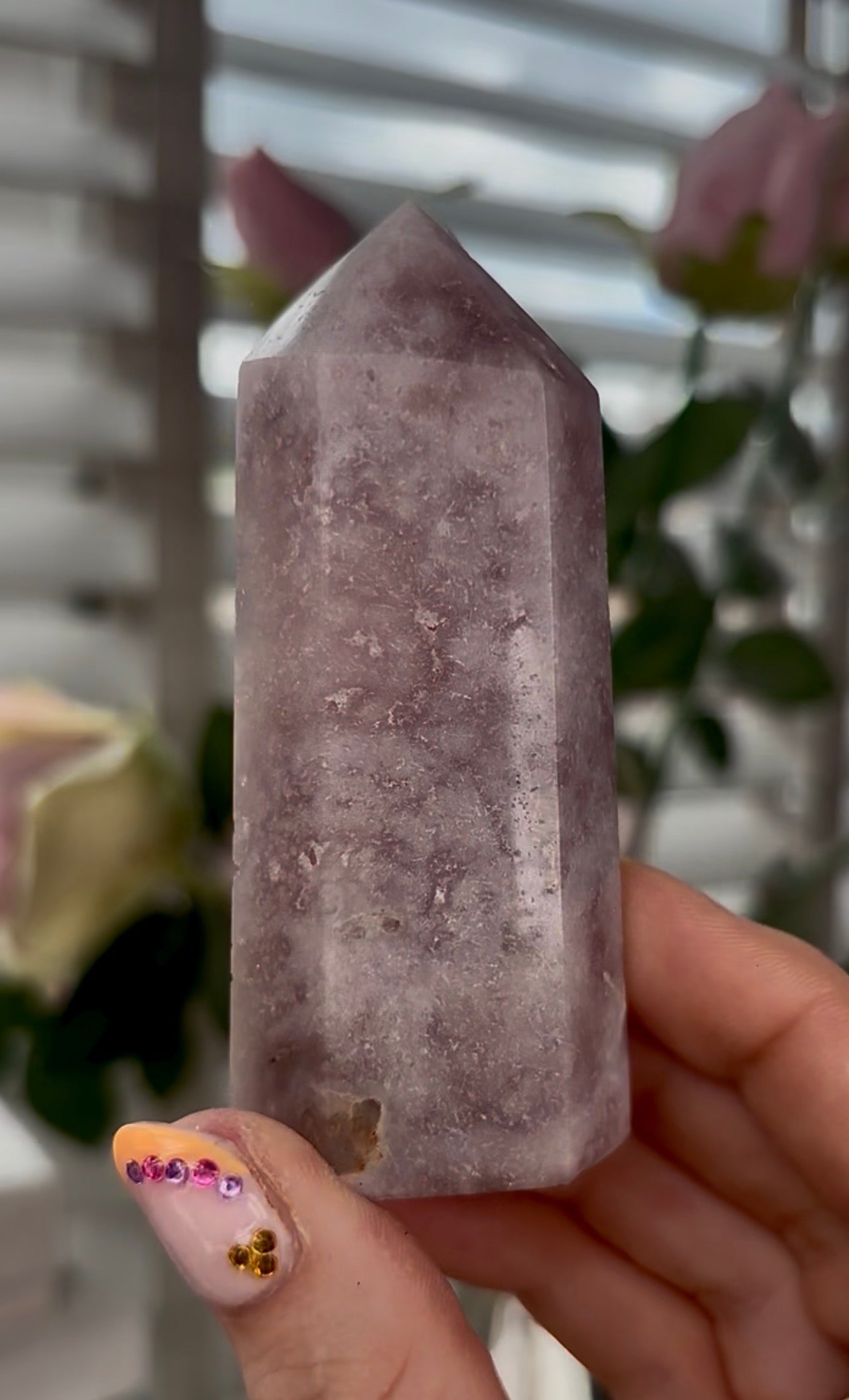 Pretty, Pink amethyst tower in lilac tones