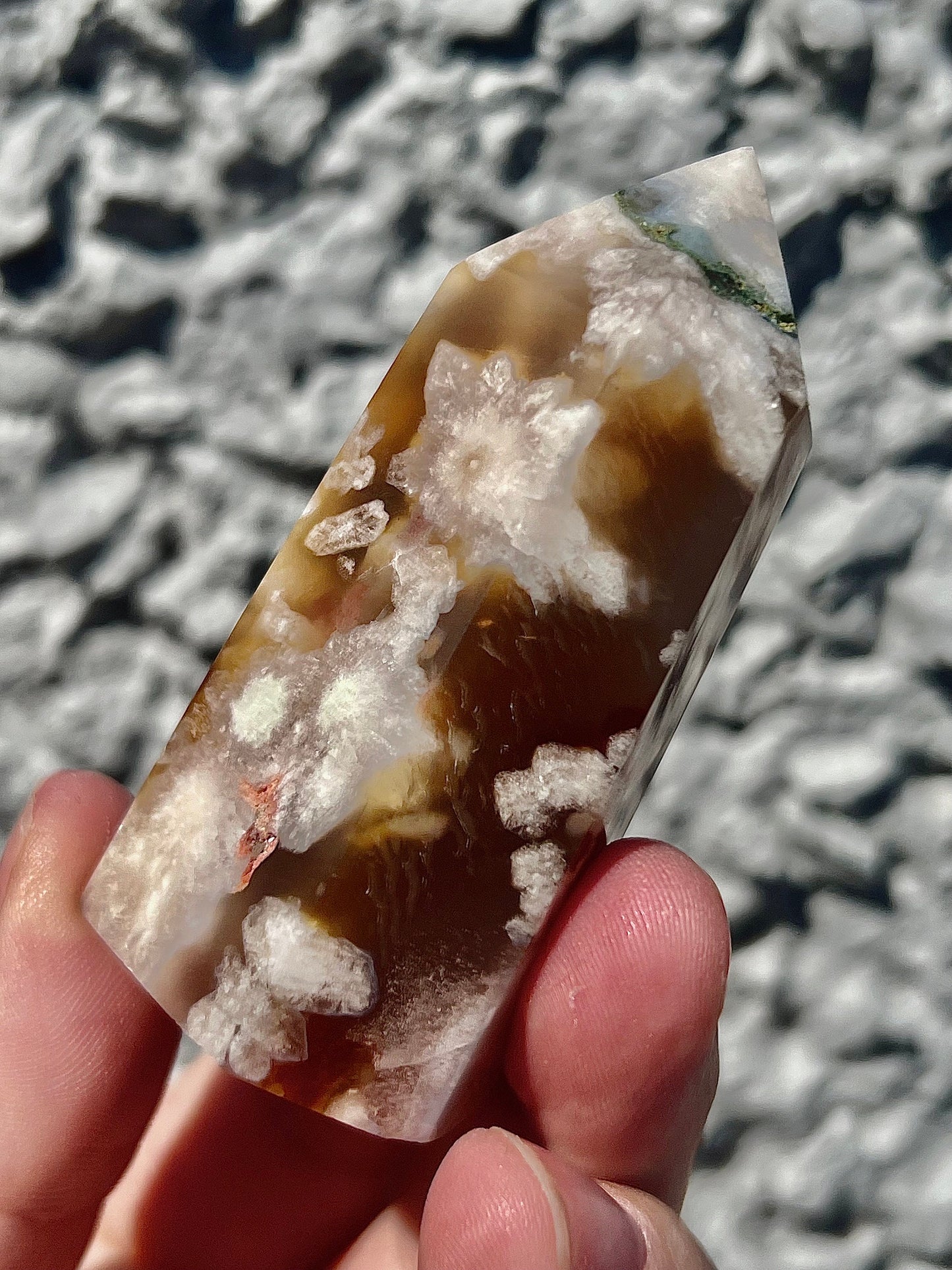 green flower agate tower