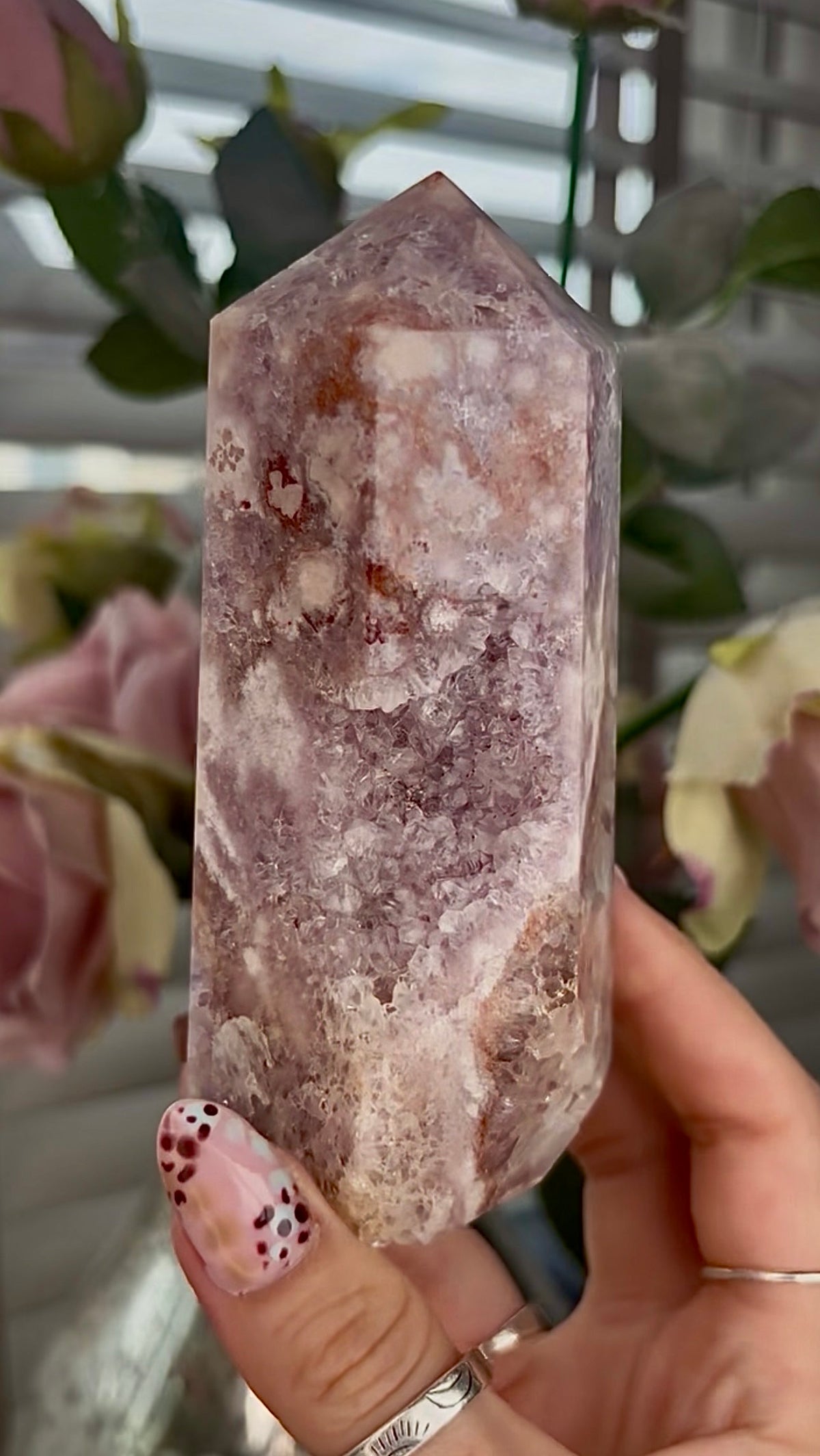 High grade, Amethyst Flower agate tower