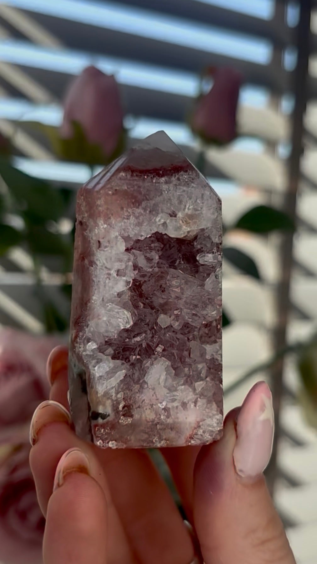 Beautiful, mini Pink amethyst tower