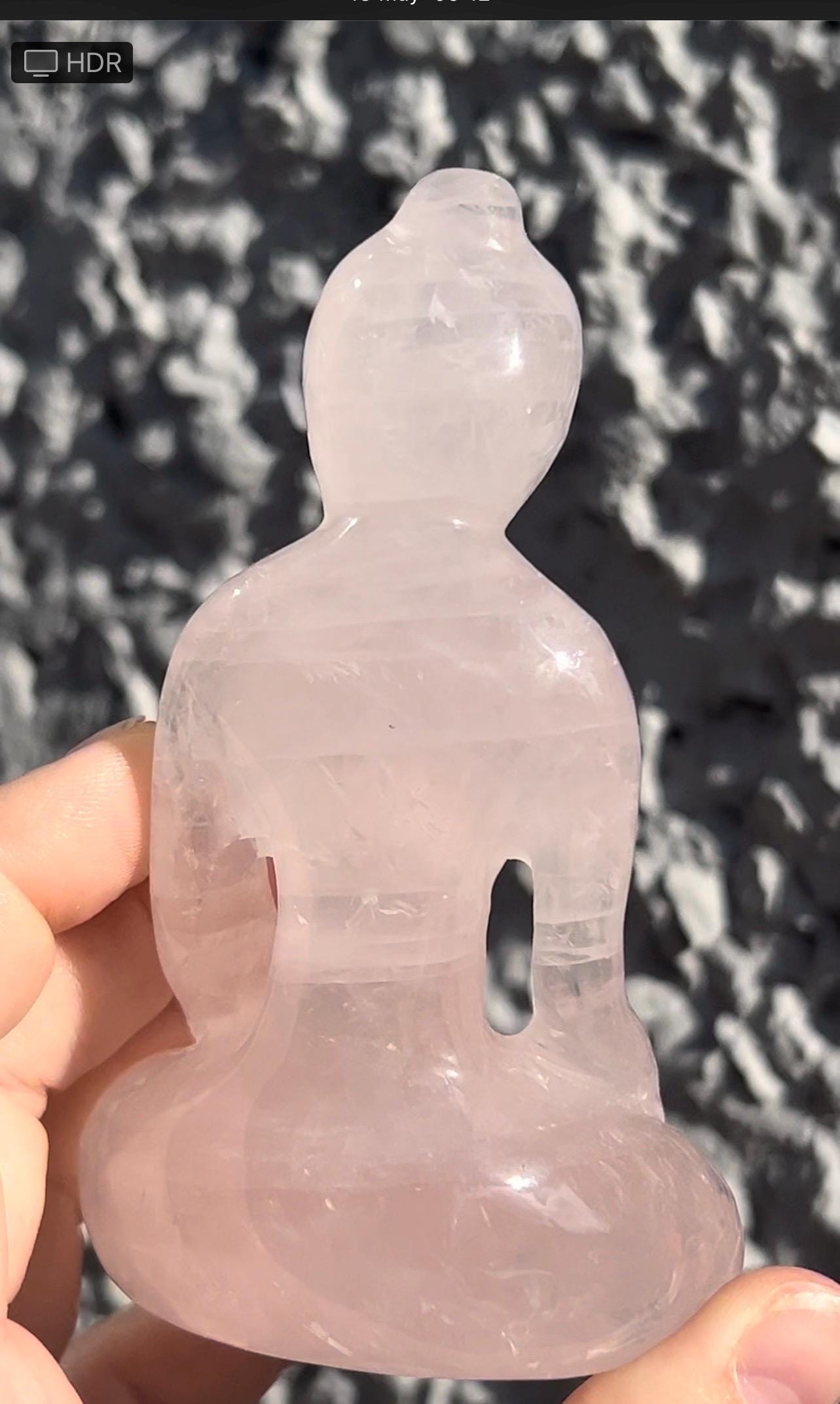 High grade, rose quartz, sitting, yoga lady