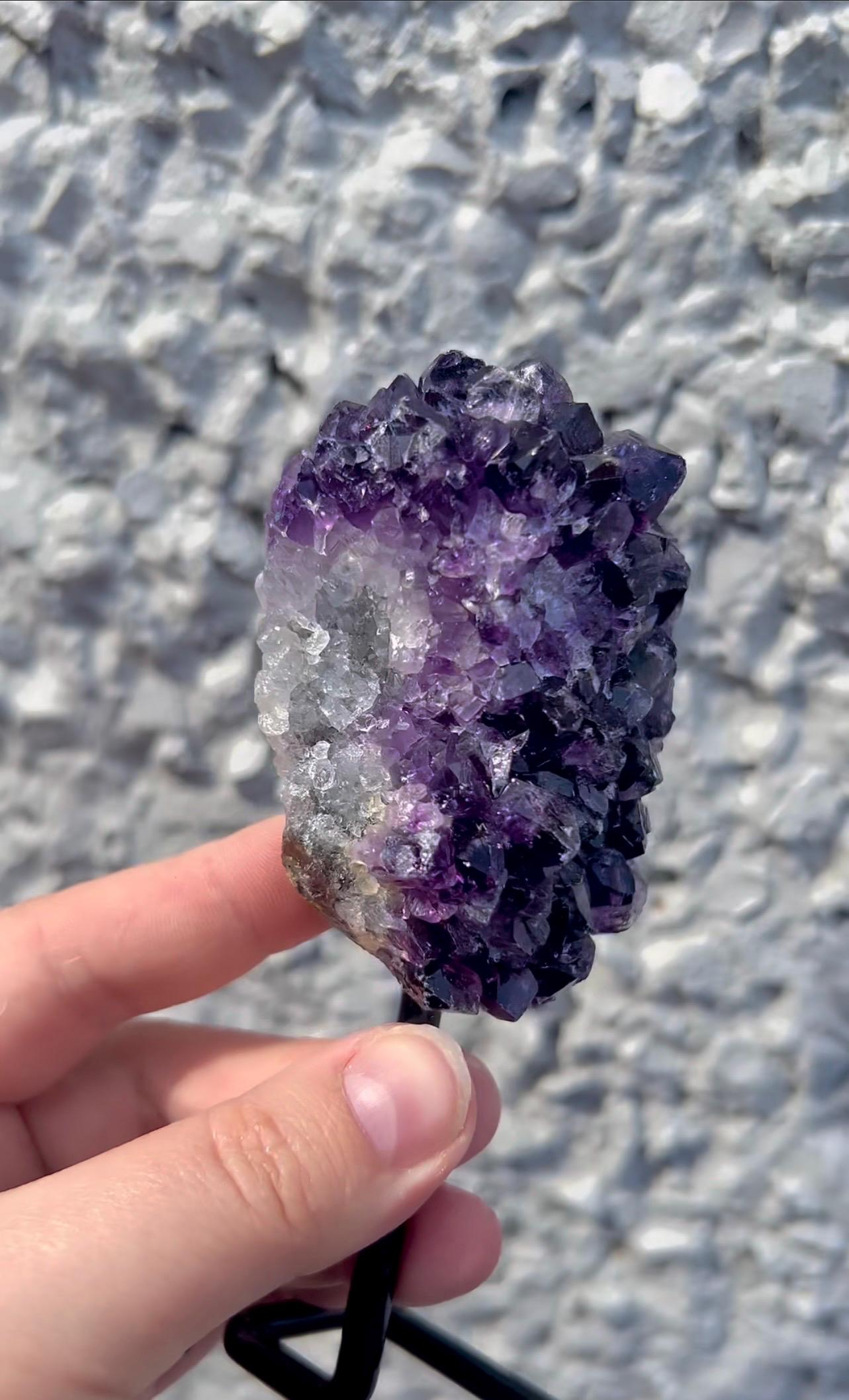 amethyst cluster on stand