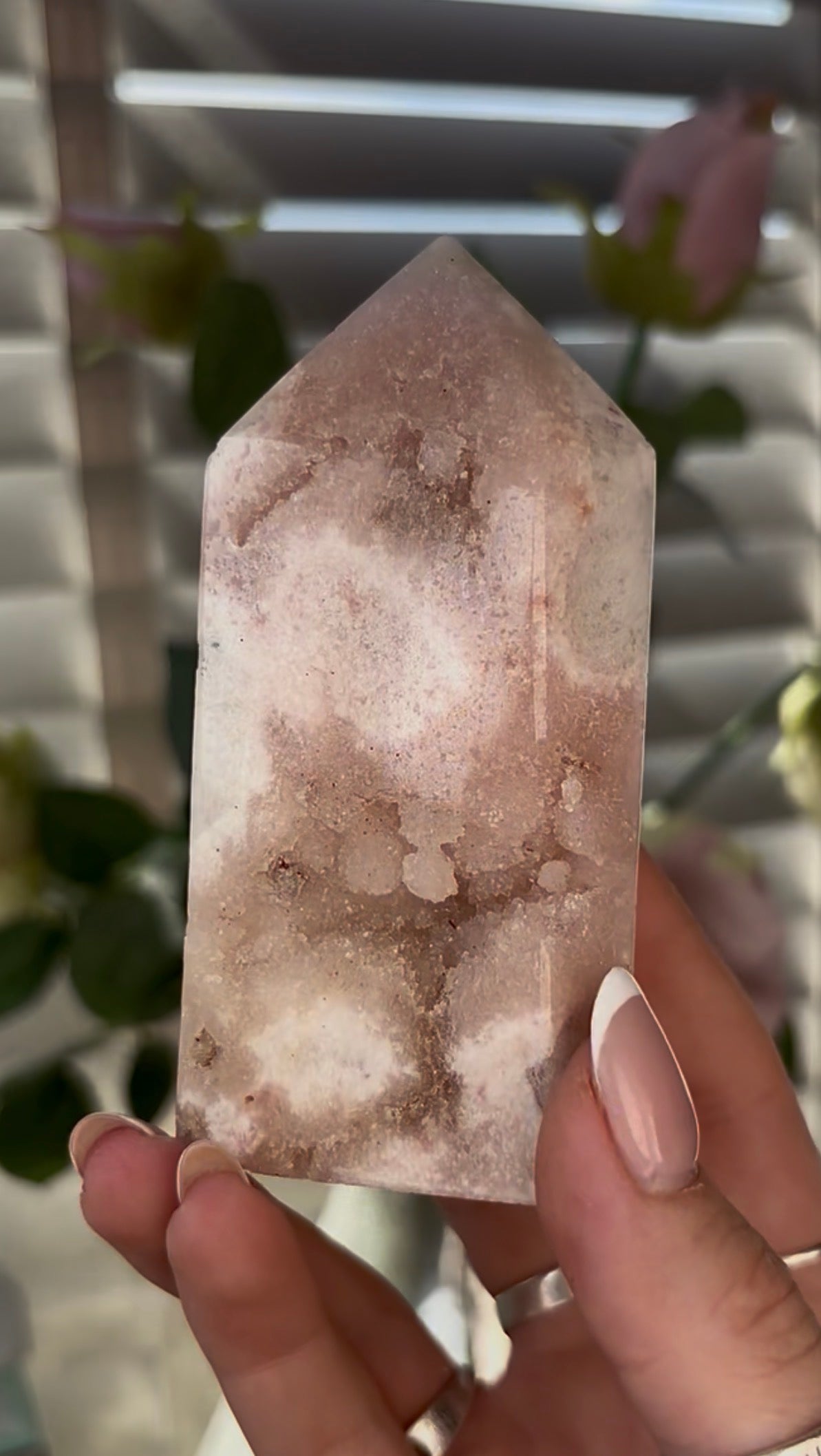 Cute, Pink amethyst tower 10cm(h) by 5cm(w)