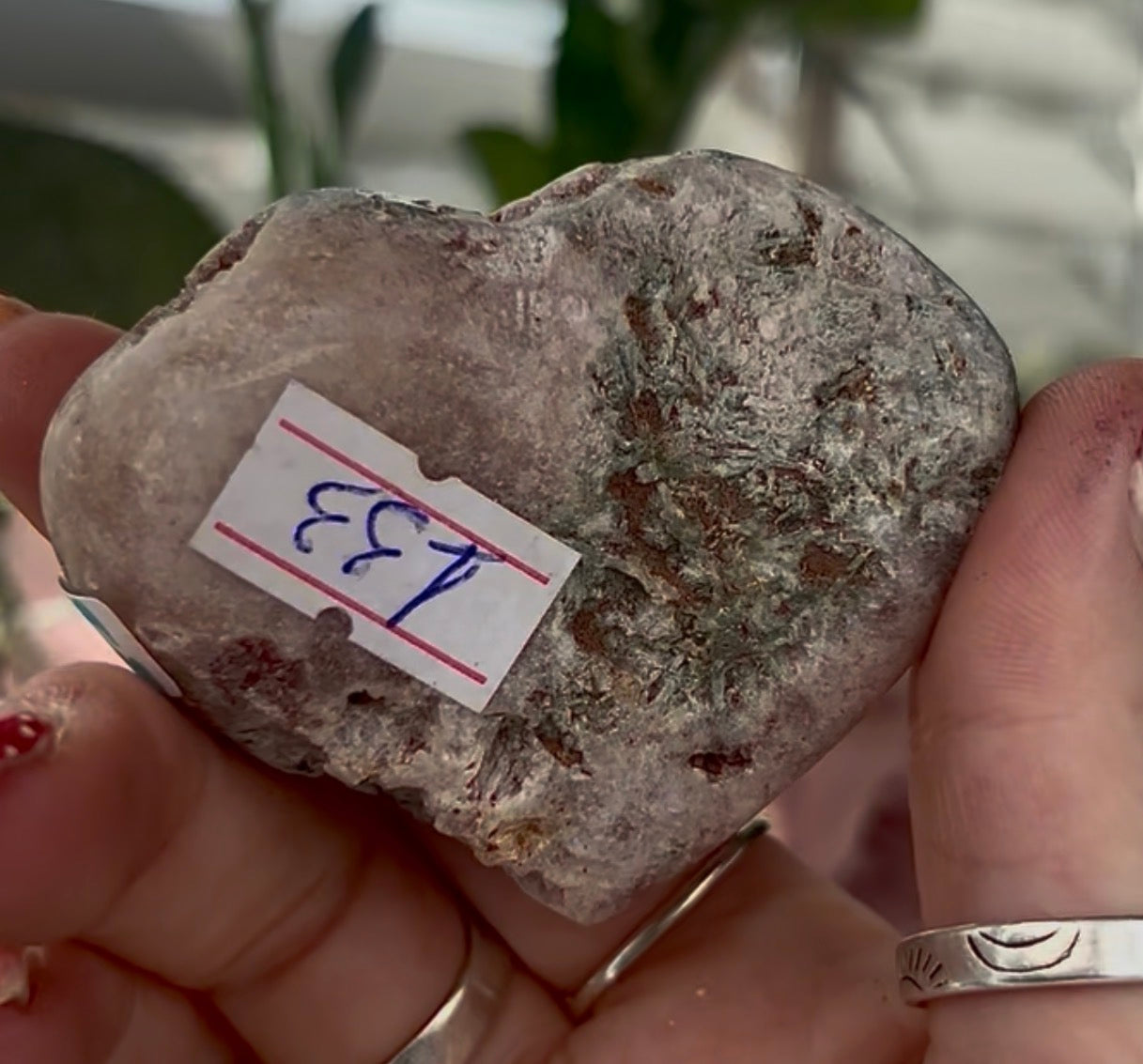 Mini pink amethyst heart - comes with stand