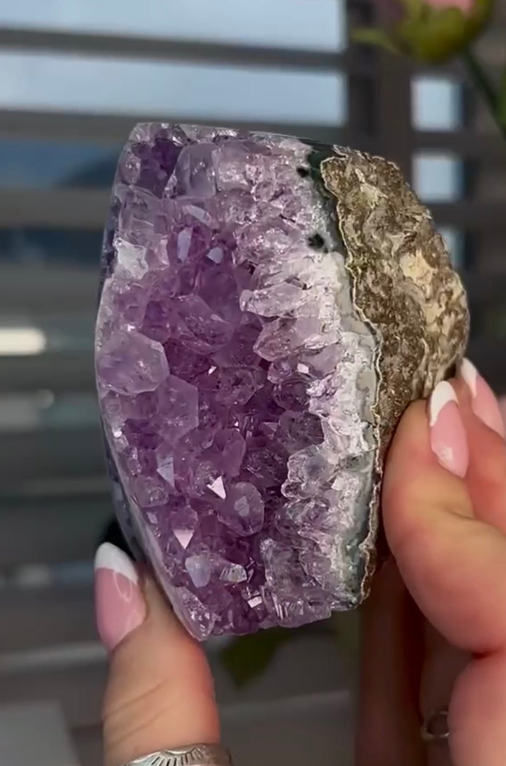 High quality, unique purple amethyst cutbase