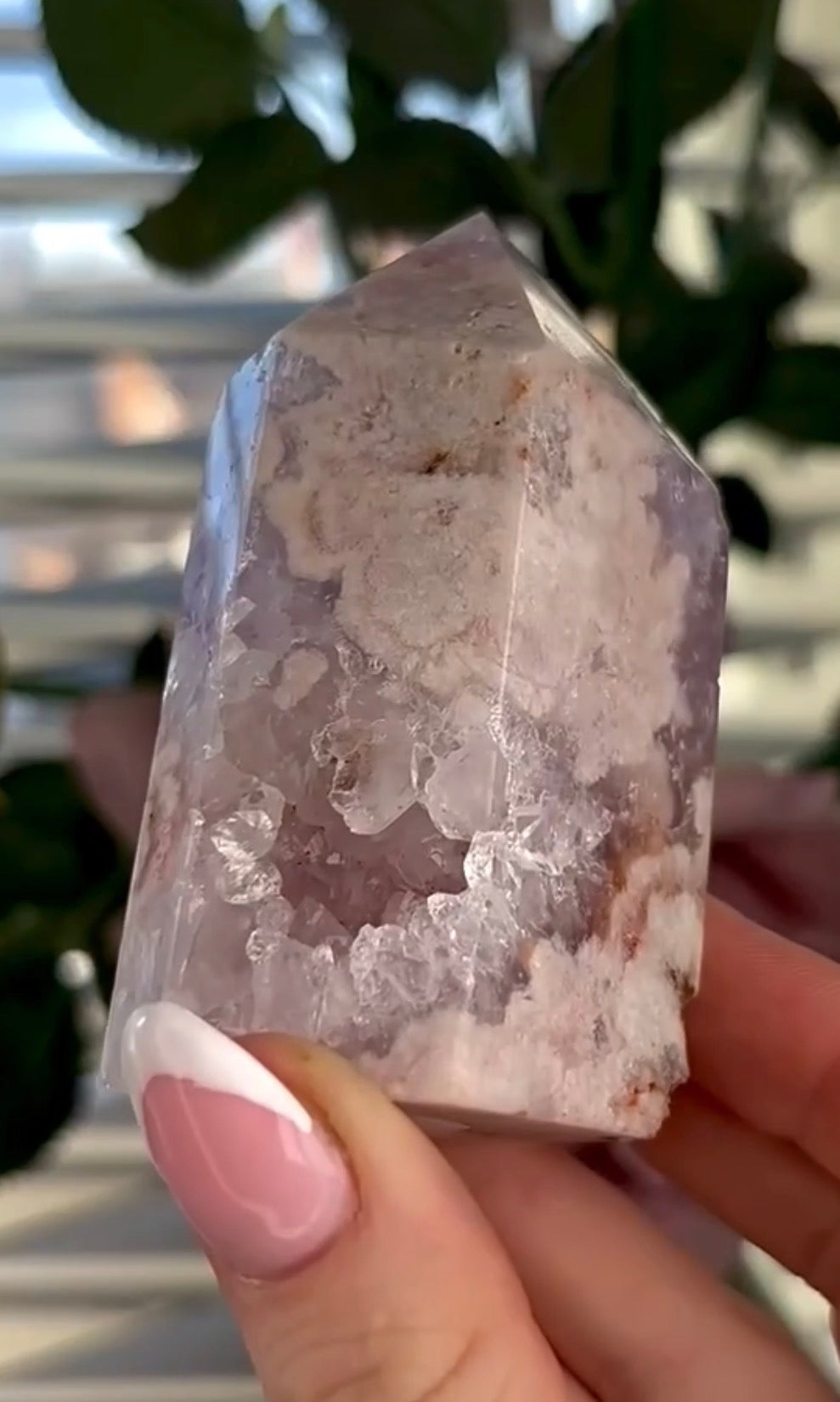 Pink amethyst tower with lilac quartz