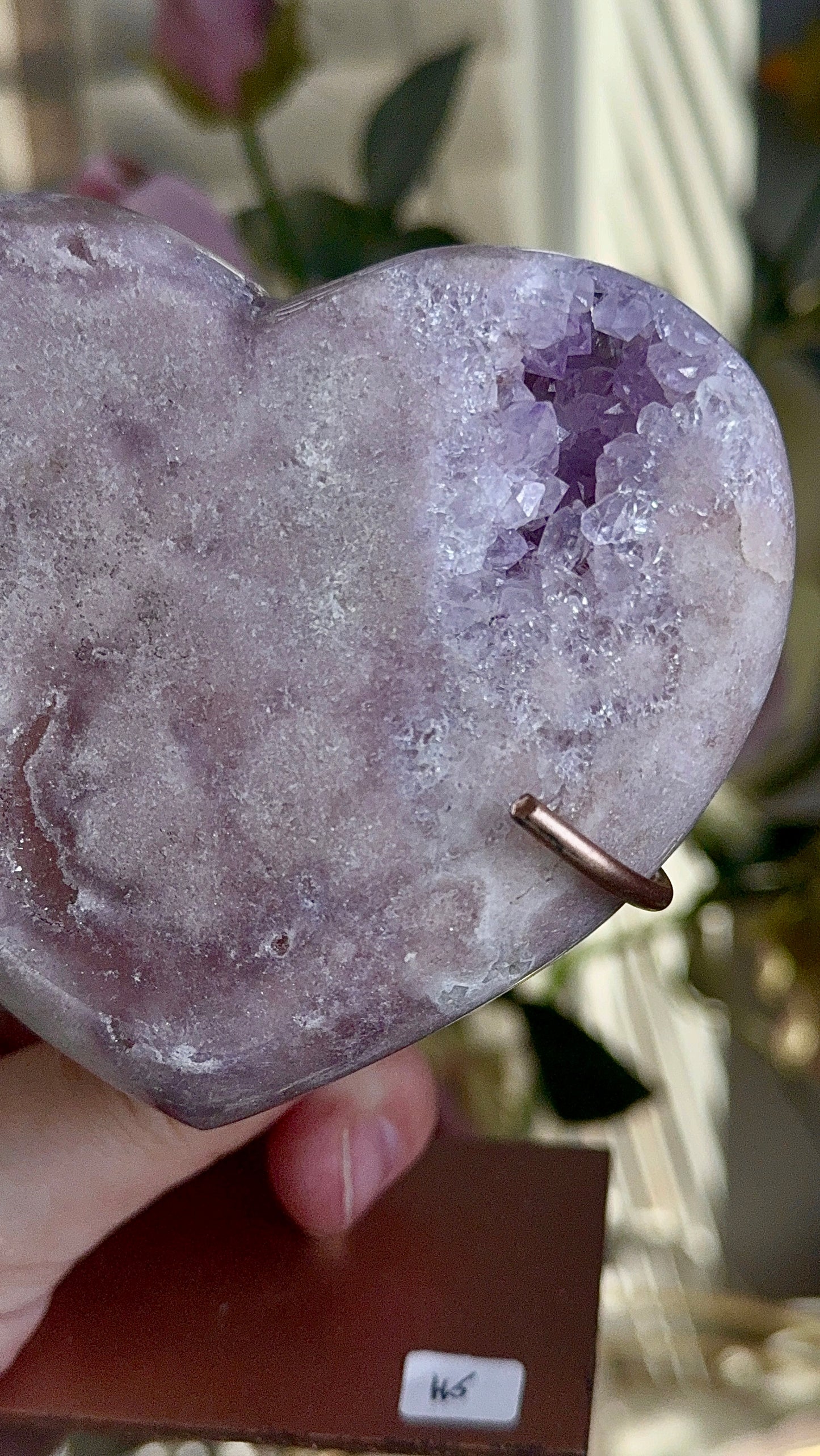 Hq pink amethyst heart - comes with stand