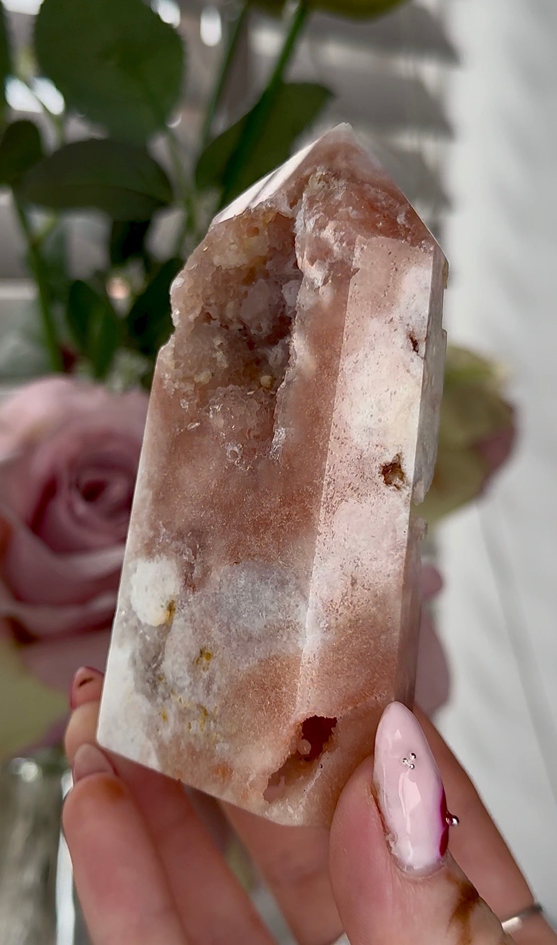 Pink amethyst tower 10cm(h) 5cm(w)