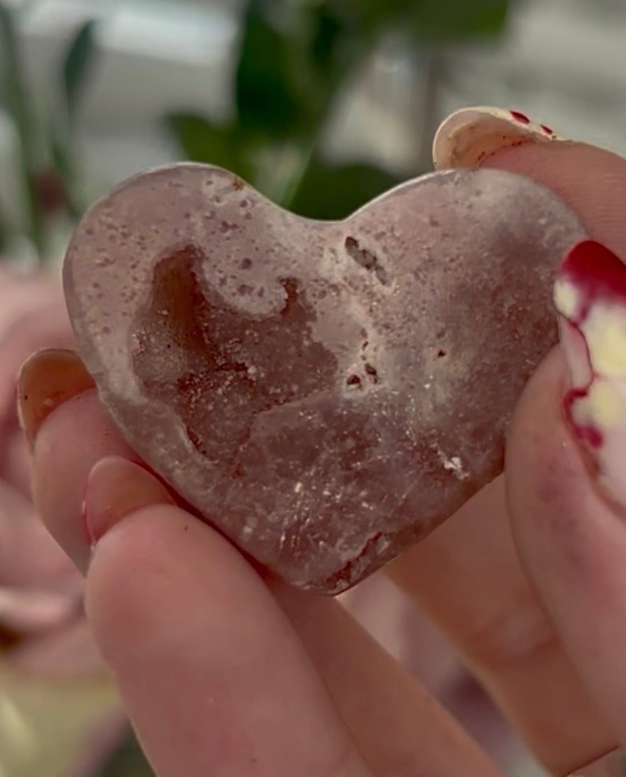 Mini pink amethyst heart - comes with stand
