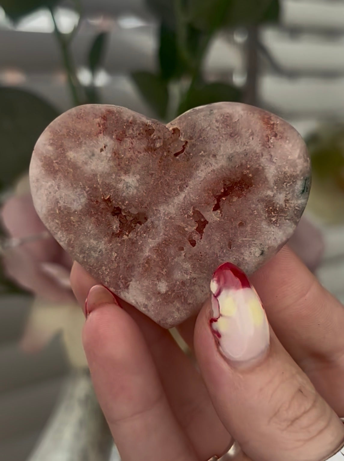 Mini pink amethyst heart - comes with stand