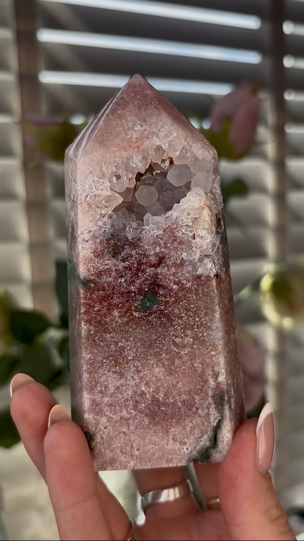Cute, Pink amethyst tower 11.5cm(h) by 5.5cm(w)