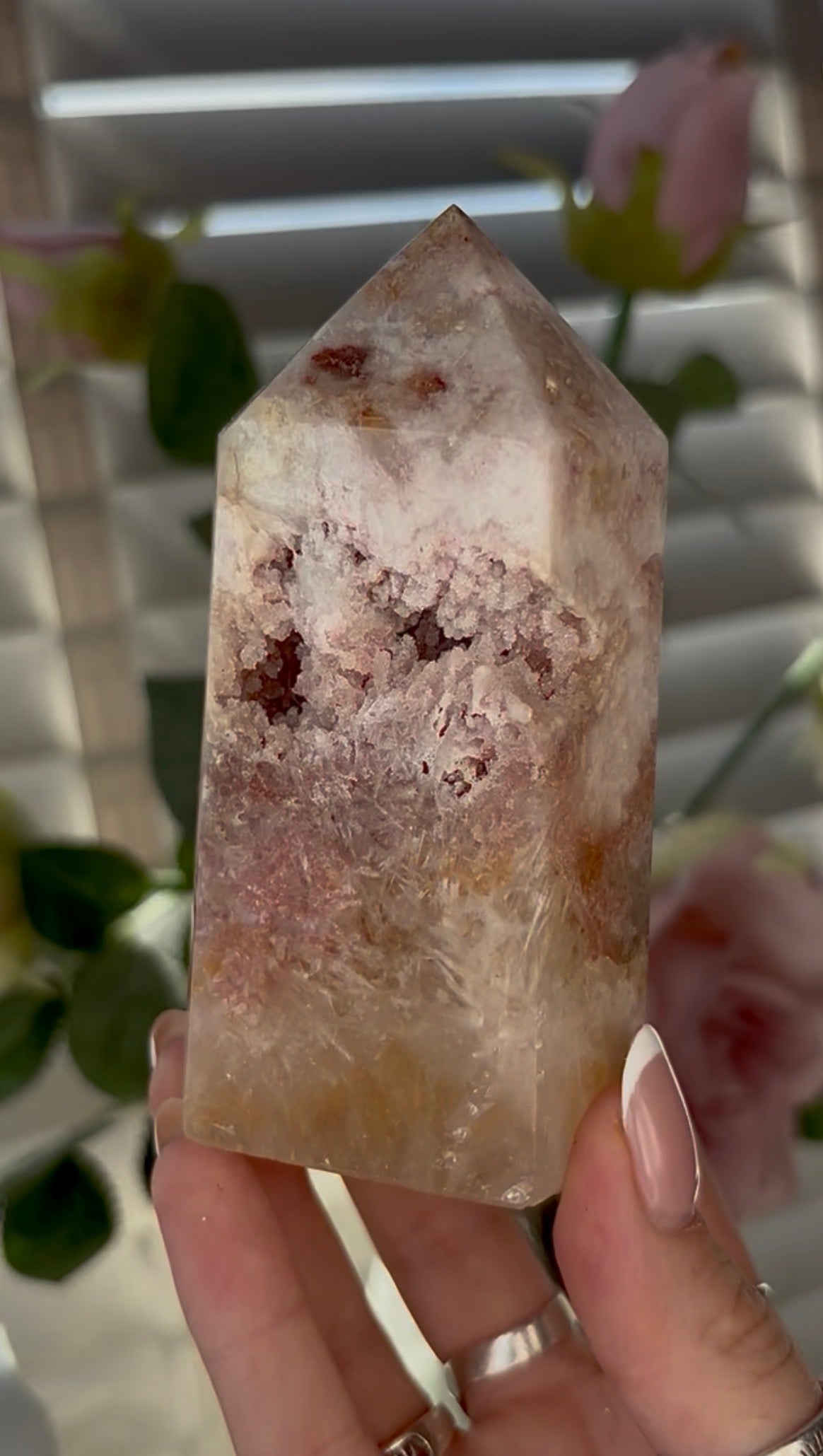 Cute, Pink amethyst tower 10.5cm(h) 5.5(w)