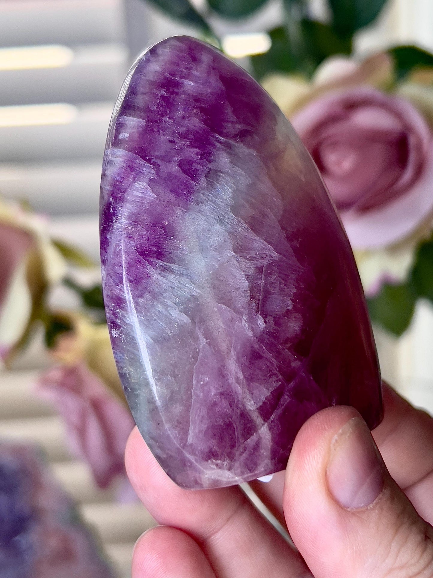 Purple & green watermelon fluorite Freeform 205g