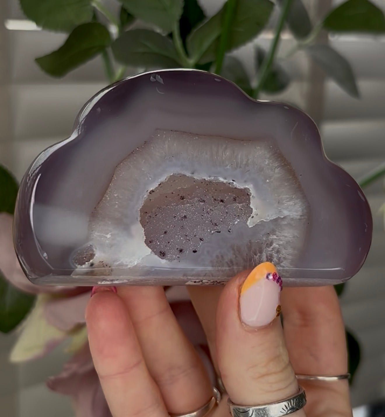 Beautiful, high grade, agate cloud with druzy