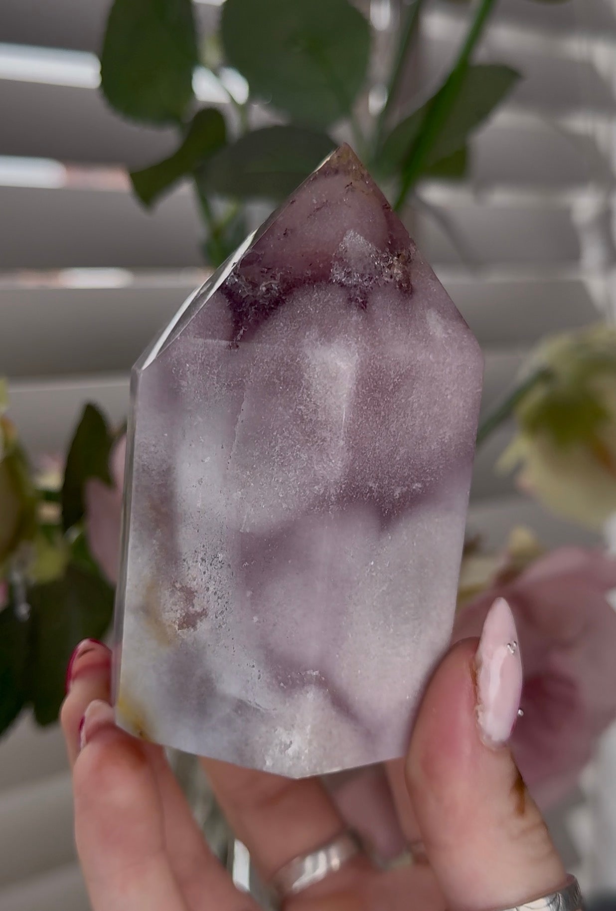 High quality Pink amethyst tower 9cm(h) 5cm(w)