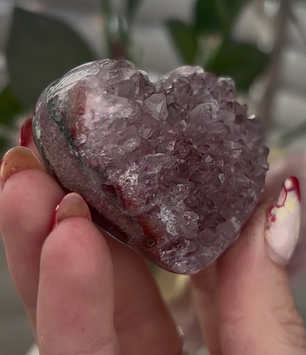 Hq Mini pink amethyst heart - comes with stand