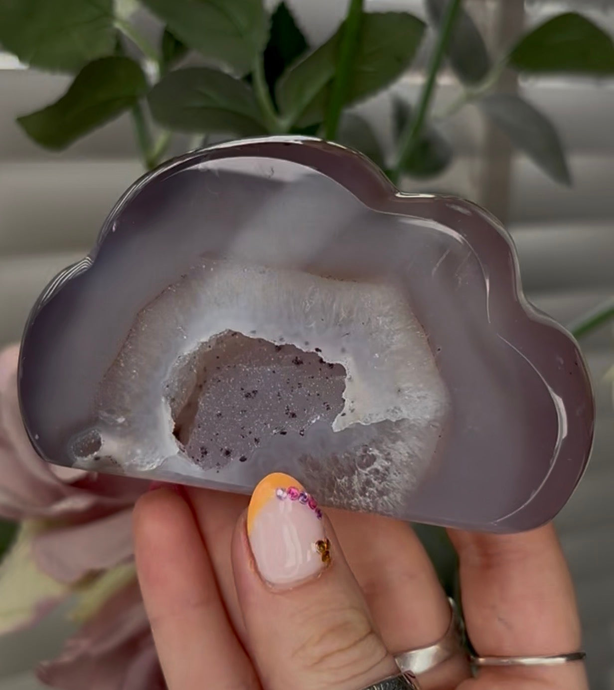 Beautiful, high grade, agate cloud with druzy