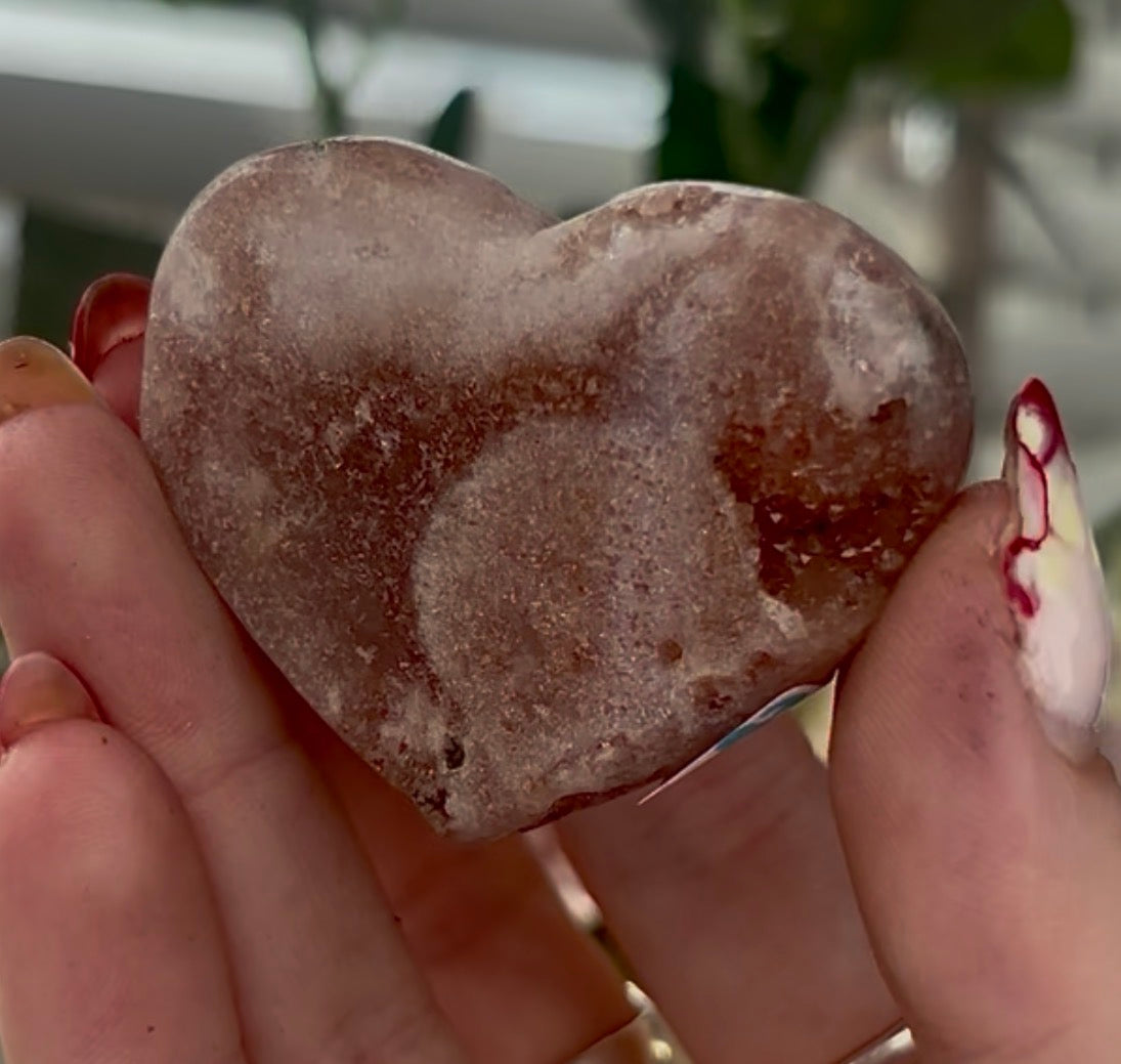 Mini pink amethyst heart - comes with stand