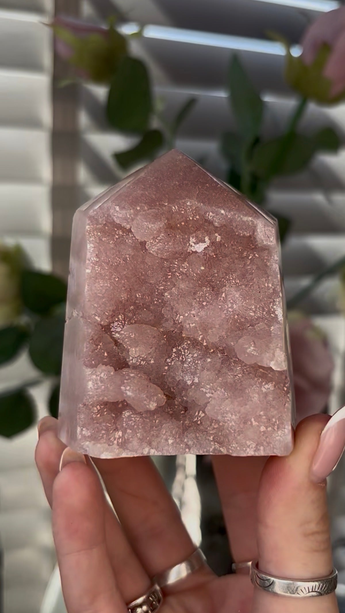 Beautiful, Pink amethyst tower 8cm(h) by 6.2cm(w)