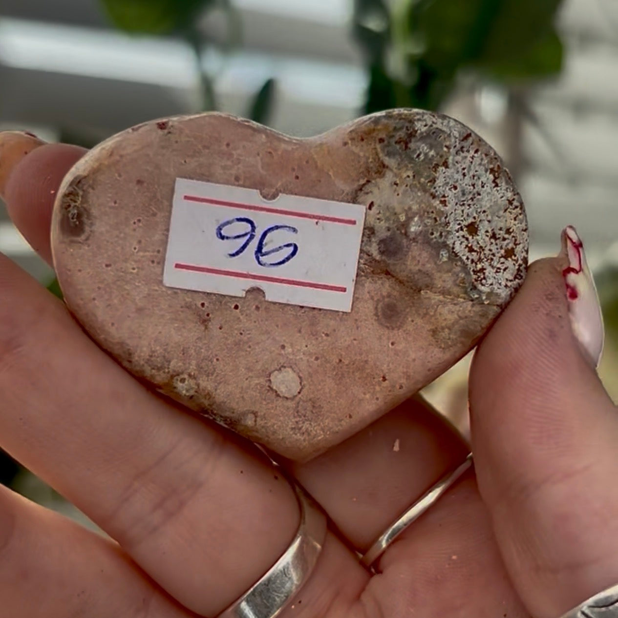 Mini pink amethyst heart - comes with stand