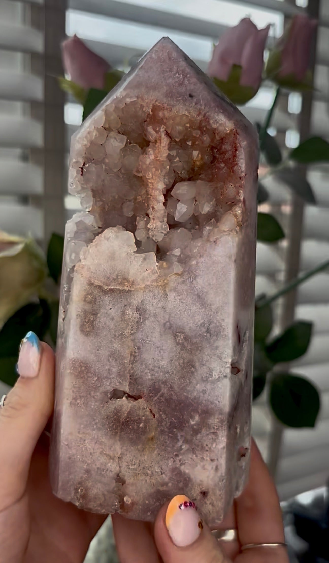 Beautiful, large, Pink amethyst tower