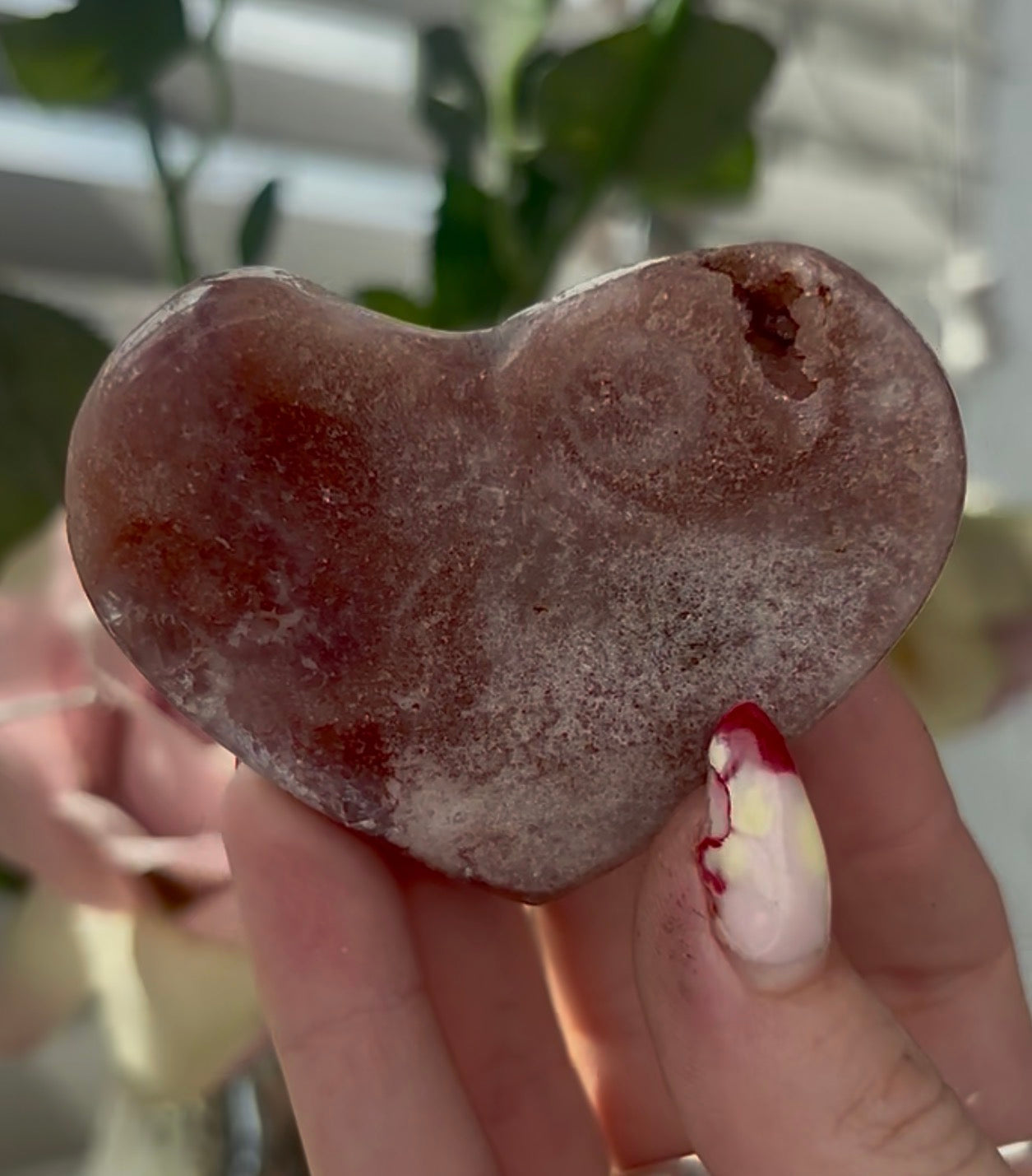 Mini pink amethyst heart - comes with stand
