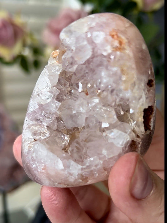 high grade, rainbow quartz, pink amethyst freeform