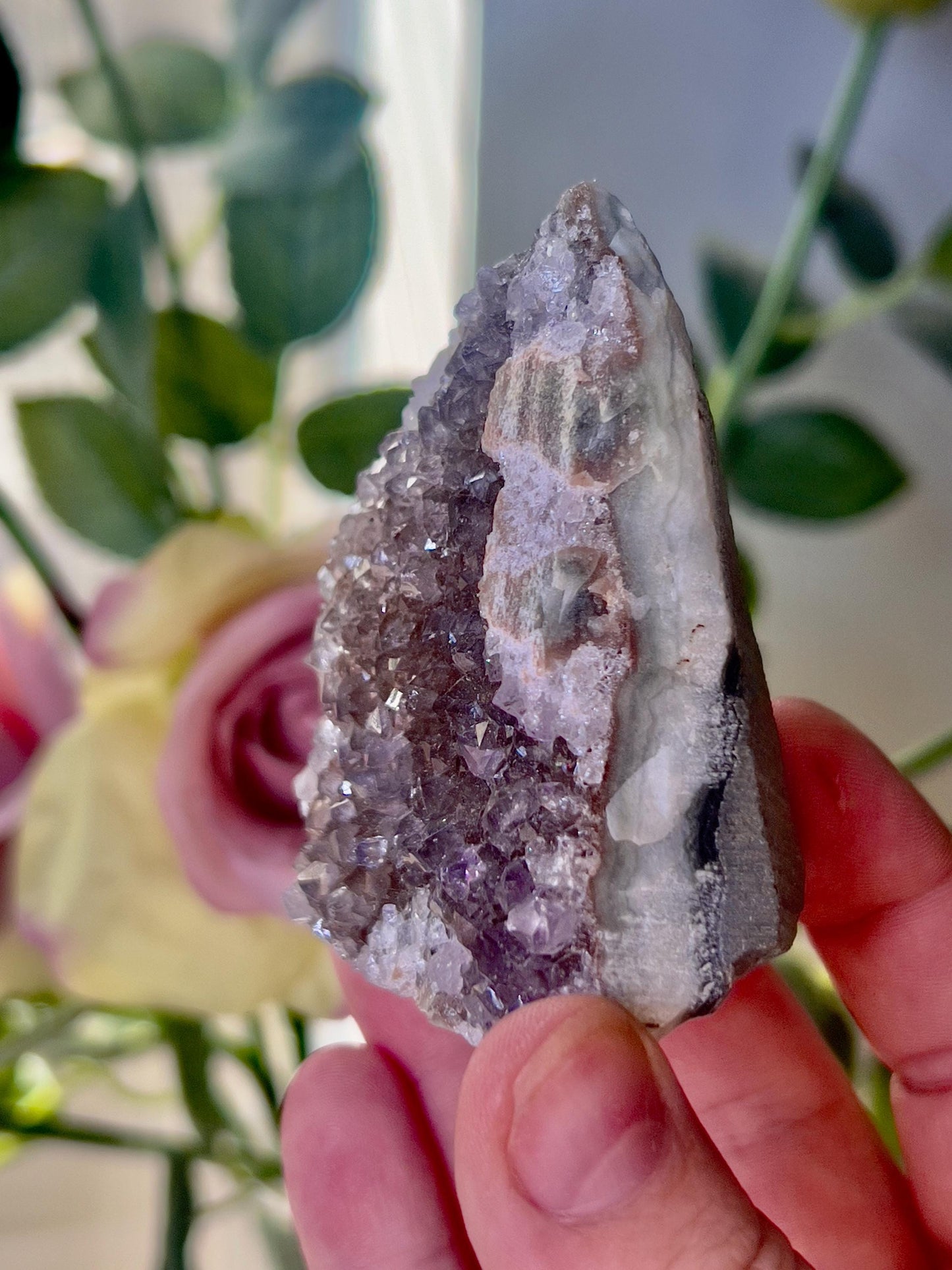 amethyst cutbase with green & purple tones freeform - 140g 7cm(h) 5cm(w)