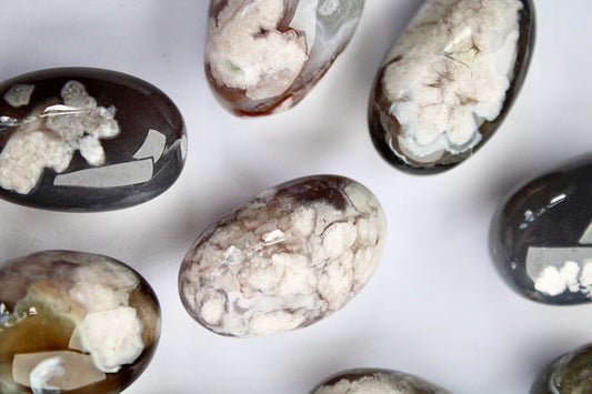 black flower agate tumble stones