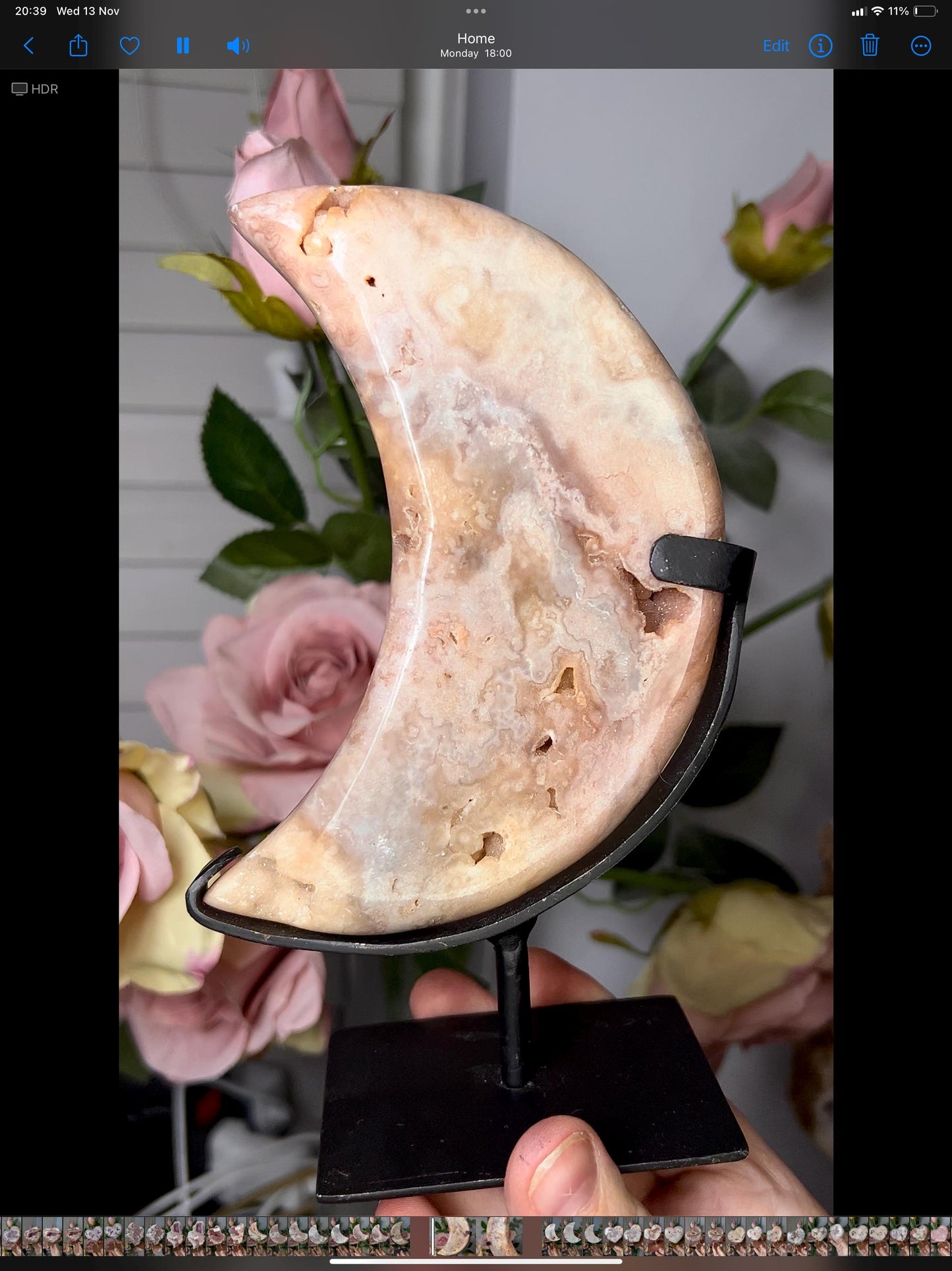 High grade, pink amethyst moon in beautiful pastel tones