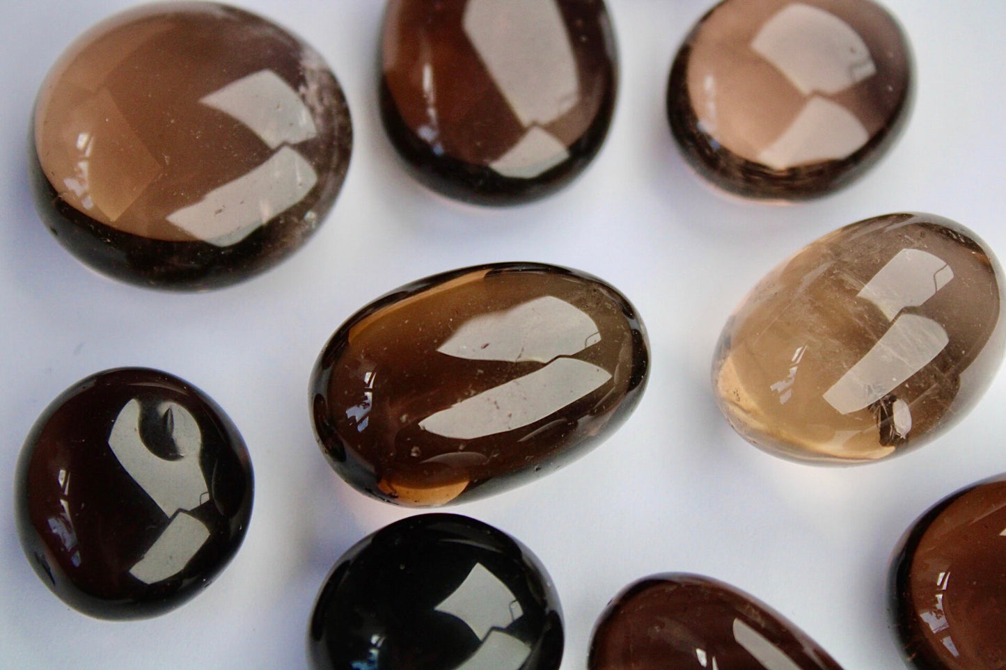 High quality Smokey quartz tumble stones (heat treated)