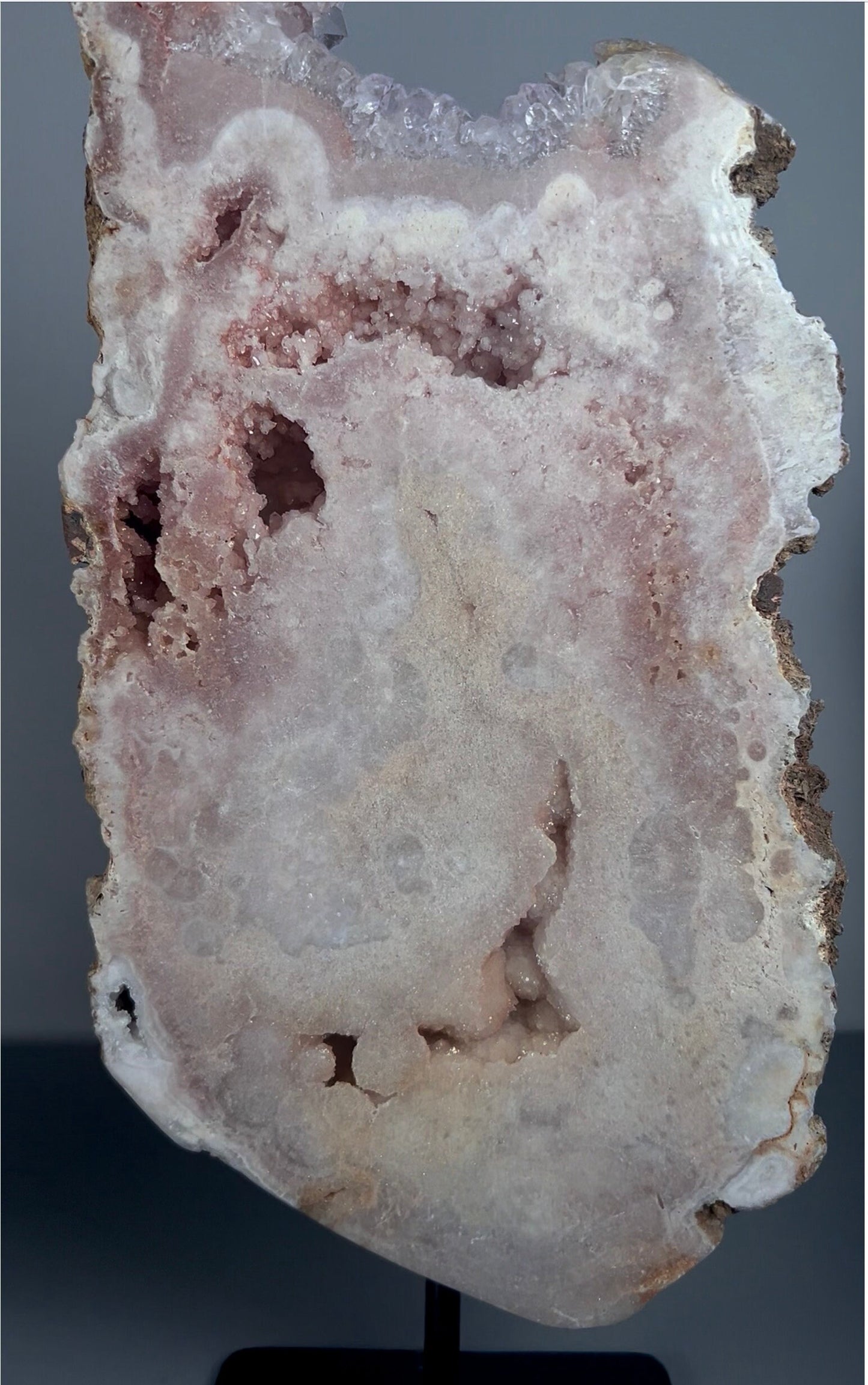 High grade, large pink amethyst slab with quartz